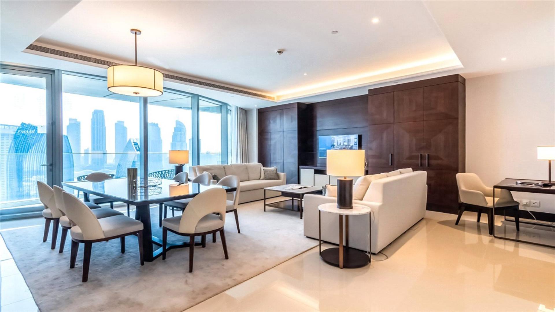 Furnished apartment living room with Burj Khalifa view in Address Sky View Towers, Dubai