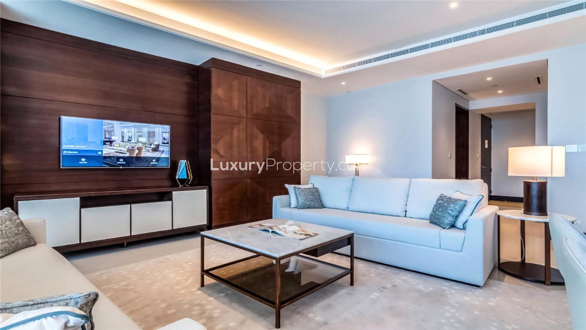 High-floor apartment balcony with Burj Khalifa view in The Address Sky View Towers, Downtown Dubai