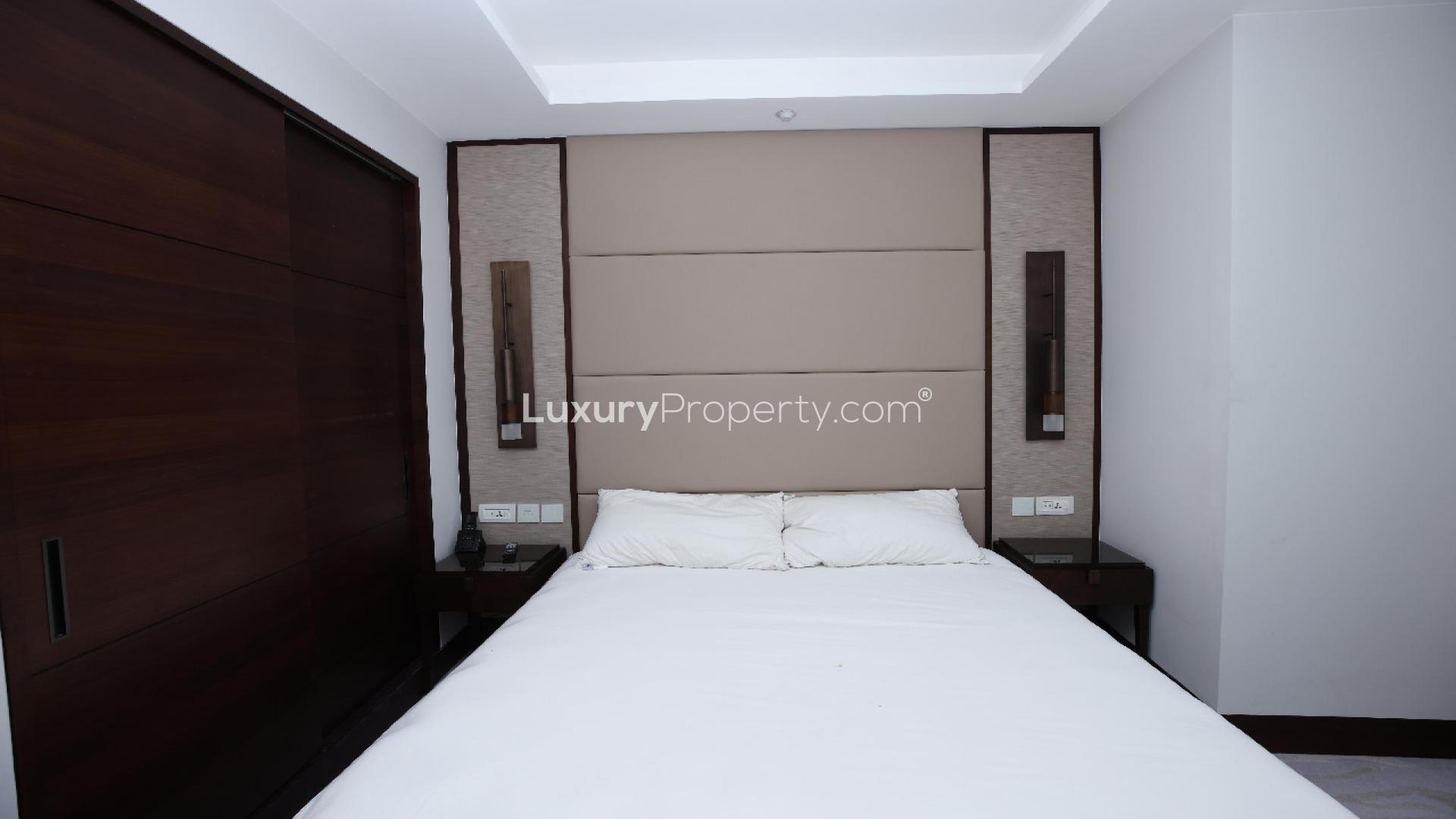 Stunning Downtown Dubai skyline view from high-rise apartment balcony at The Address Sky View Towers