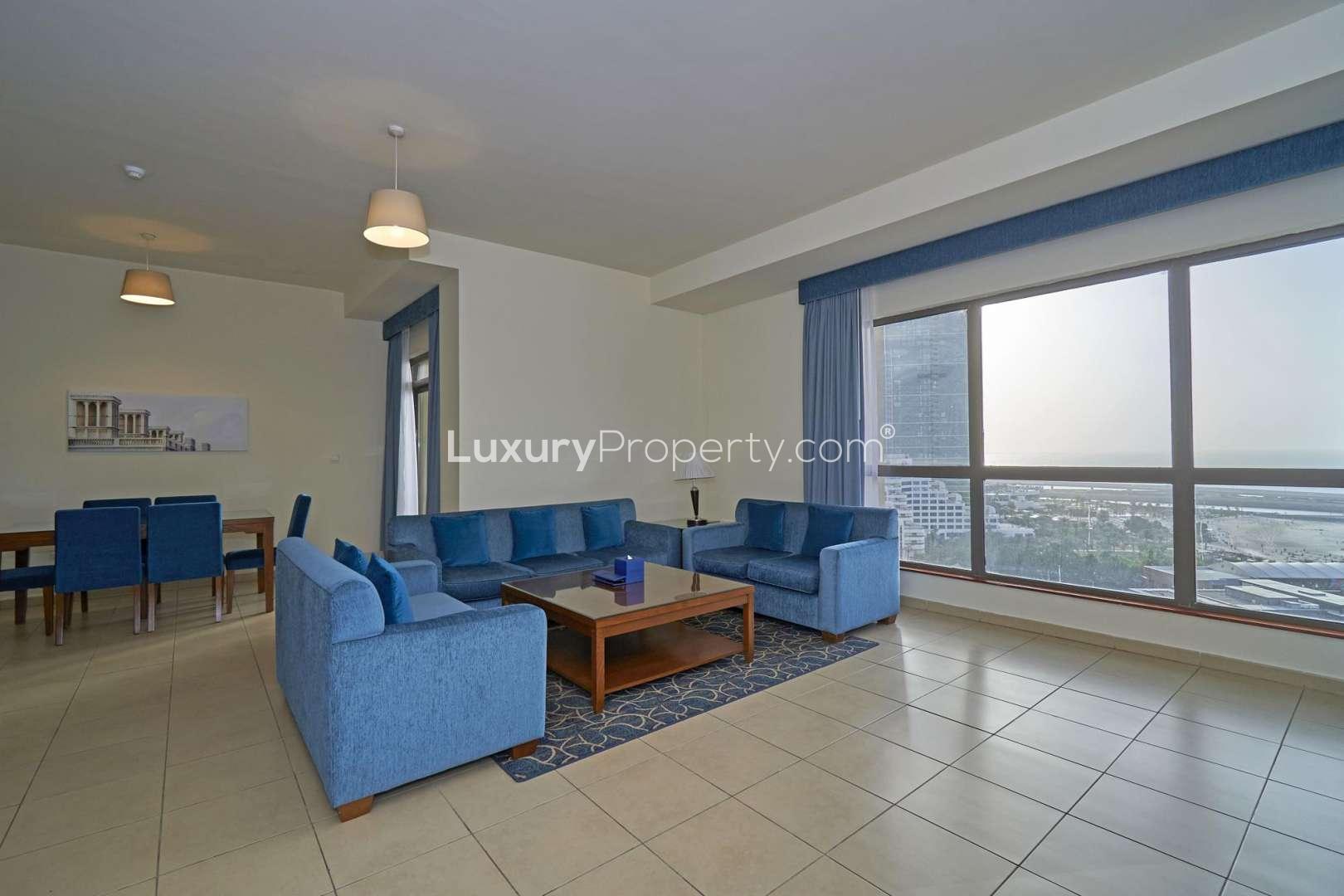 Cozy living room in 3-bedroom apartment, Roda Amwaj Towers, JBR, sea view included
