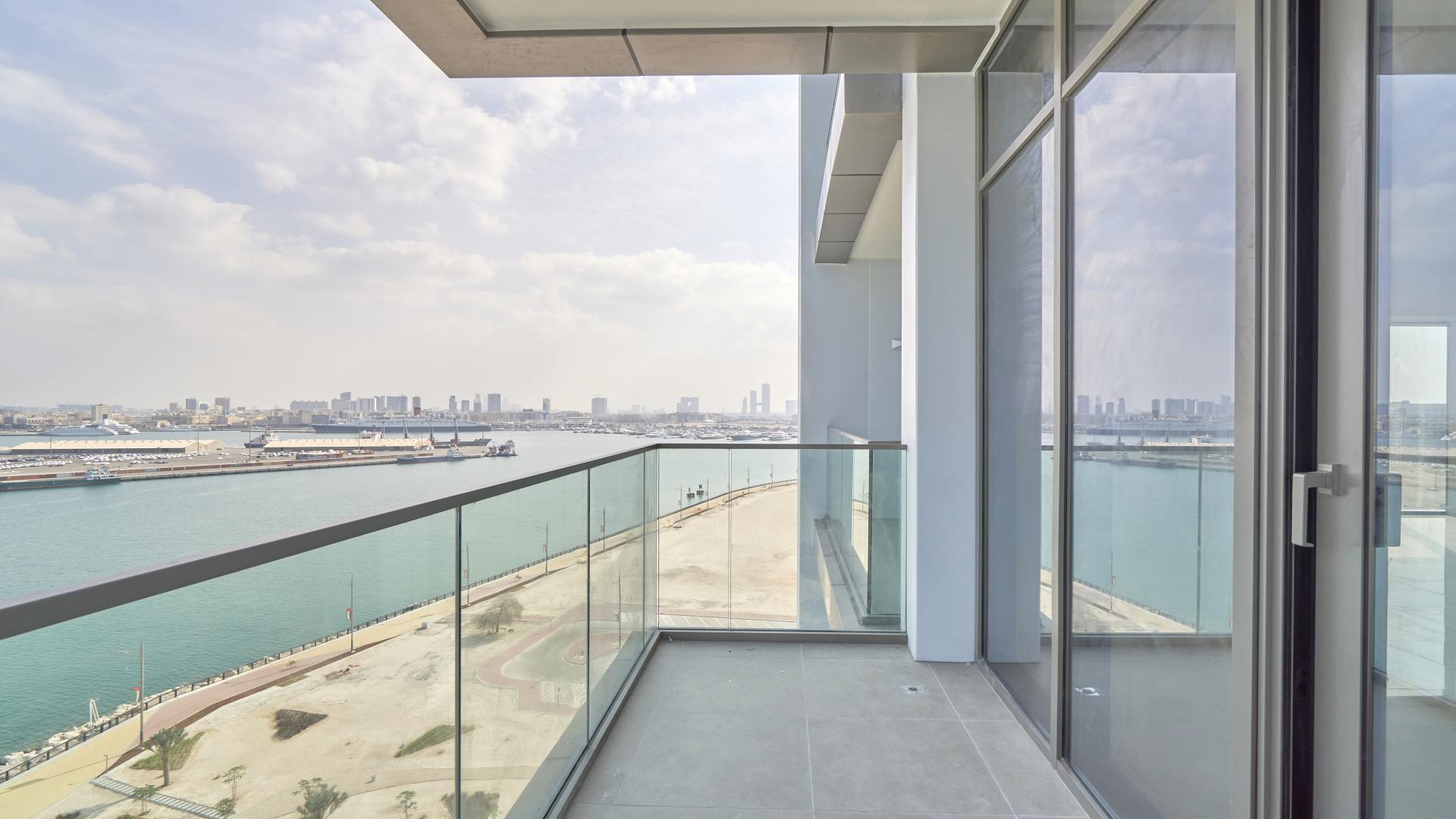 Sea view from balcony of 3-bedroom apartment in ANWA Tower, Maritime City for rent