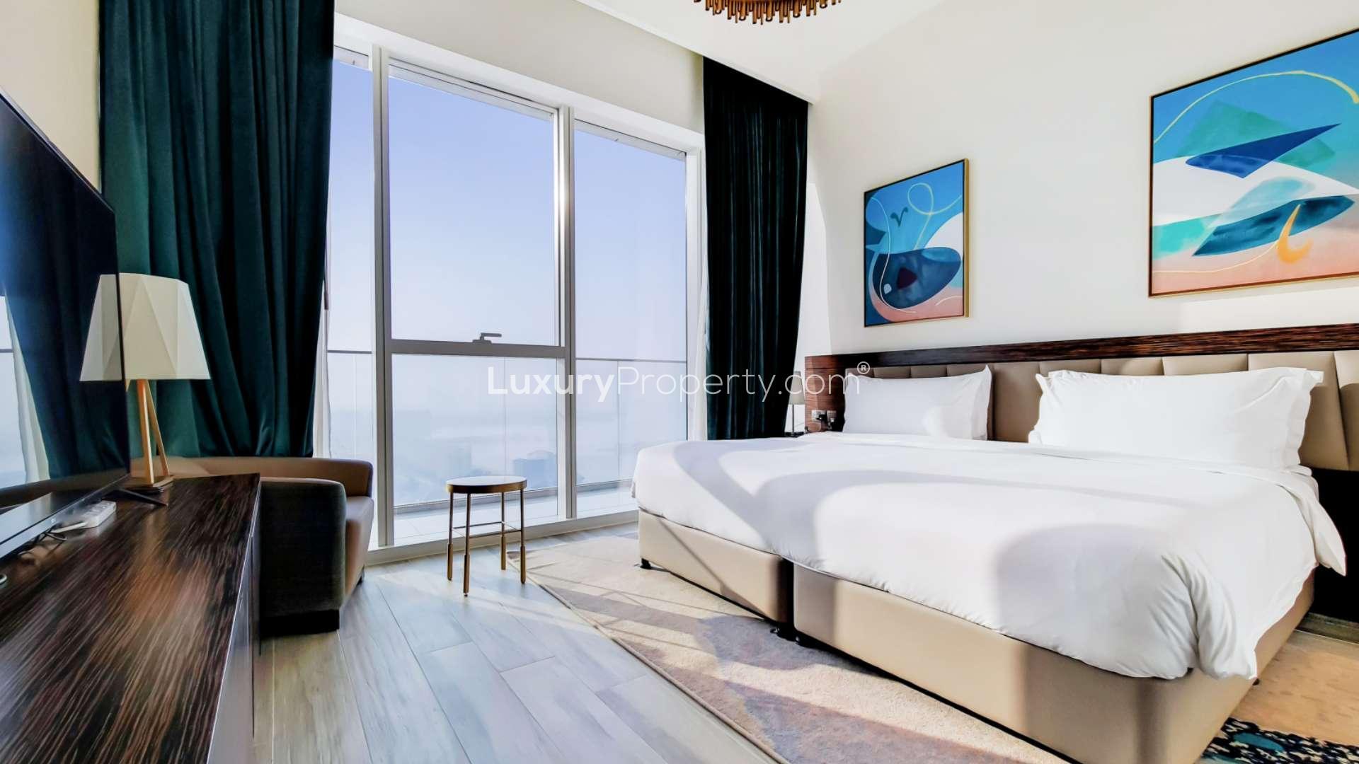 Luxurious three-bedroom apartment living room in Avani Palm View, Dubai Media City