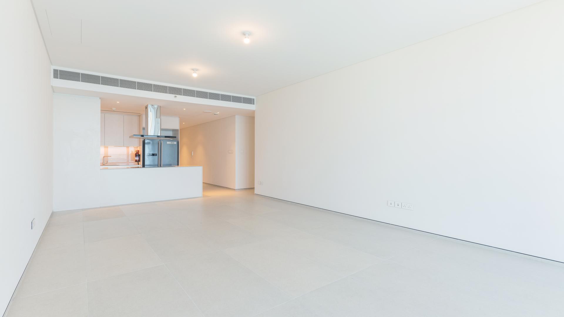 Luxurious kitchen and living area in JBR apartment, Dubai with sea view