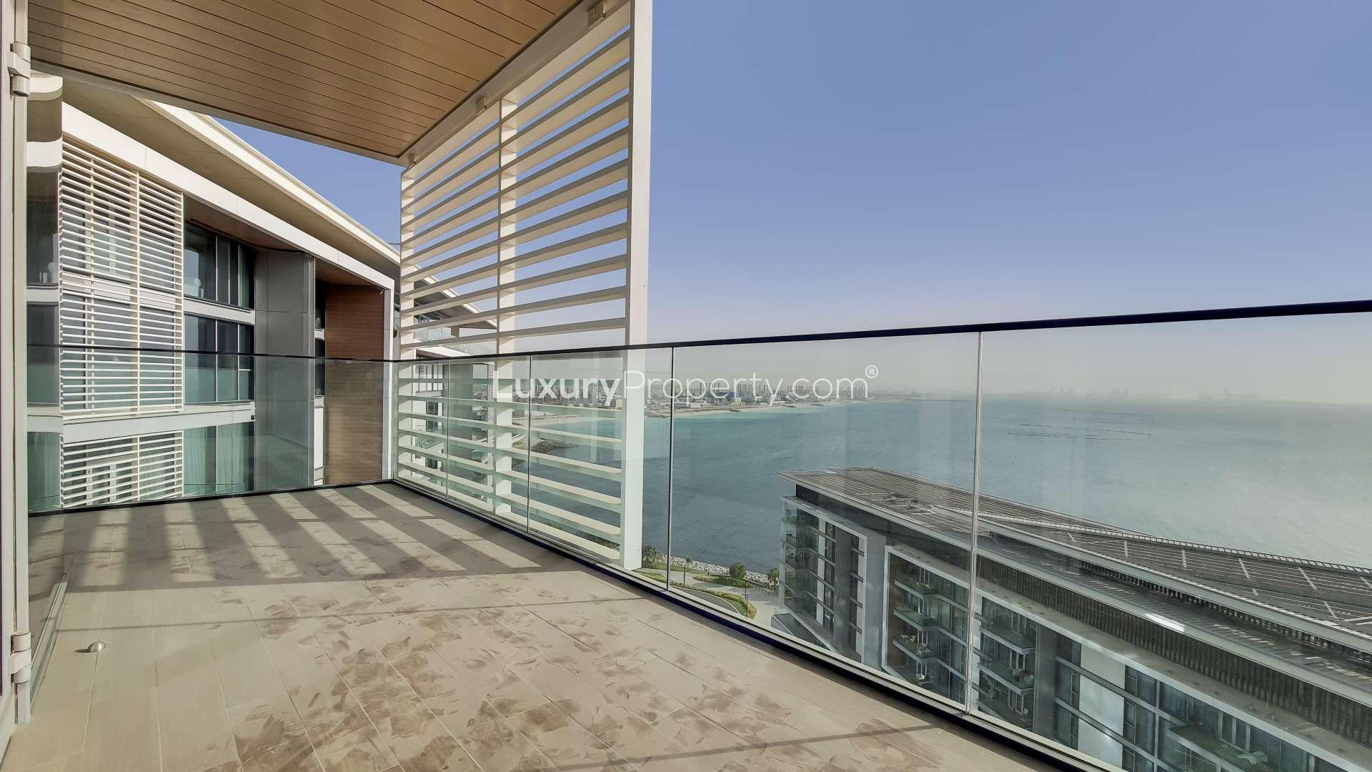 Modern kitchen in high floor Bluewaters apartment with sleek design and sea views