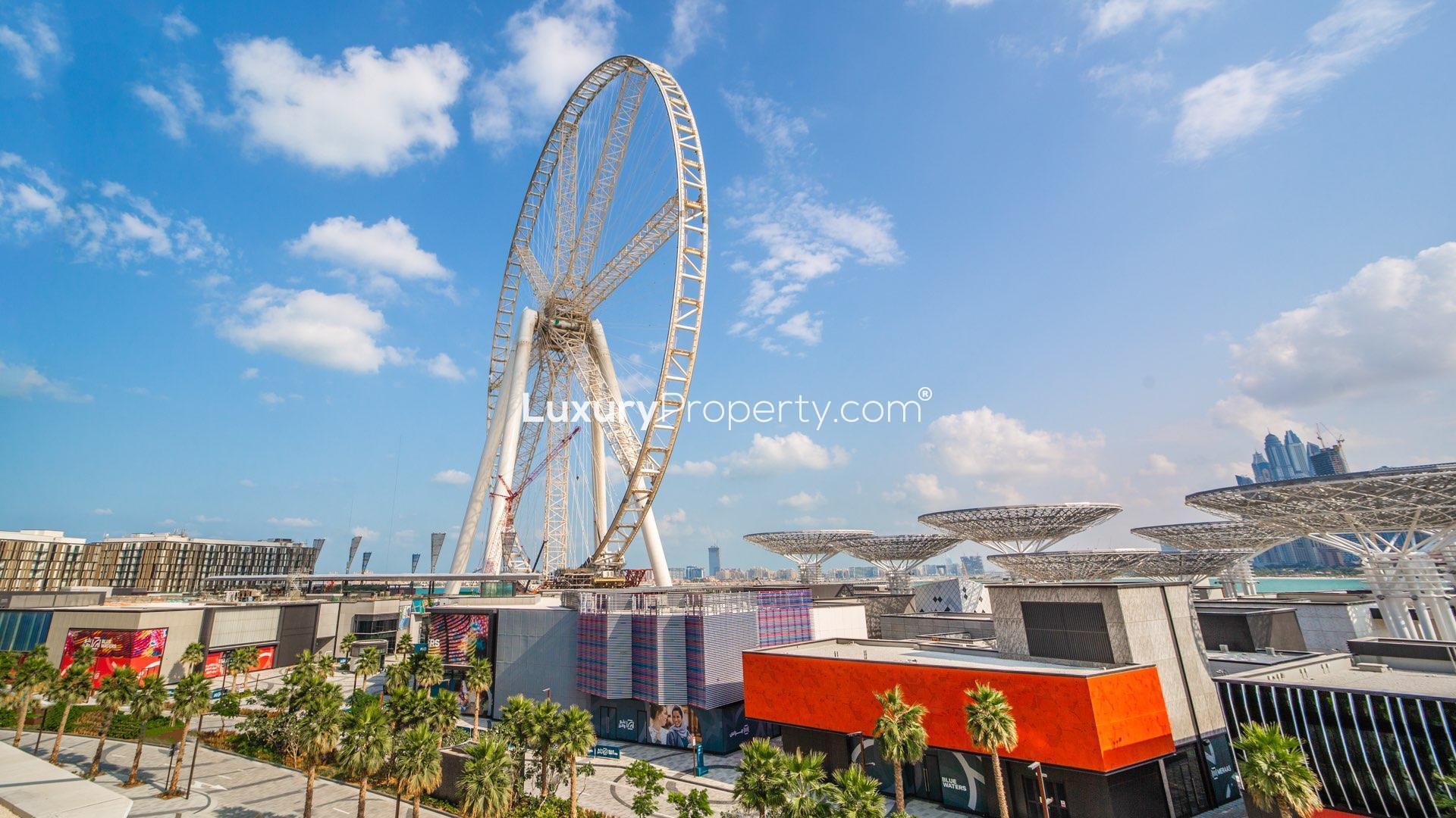 High floor furnished bedroom with JBR and Ain view in Bluewaters Residences apartment