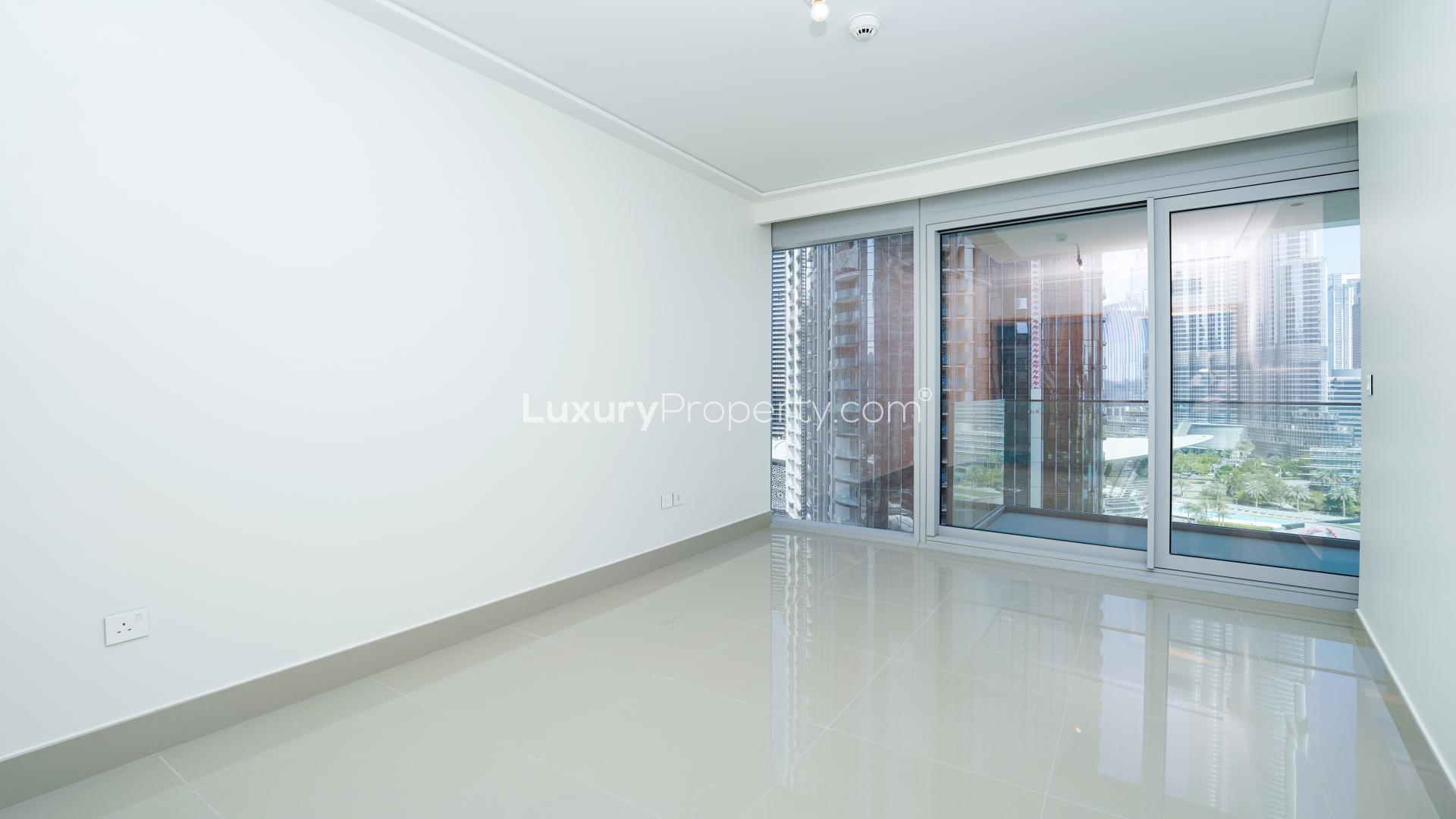 Spacious Opera Grand apartment interior, large windows, Burj Khalifa views, Downtown Dubai