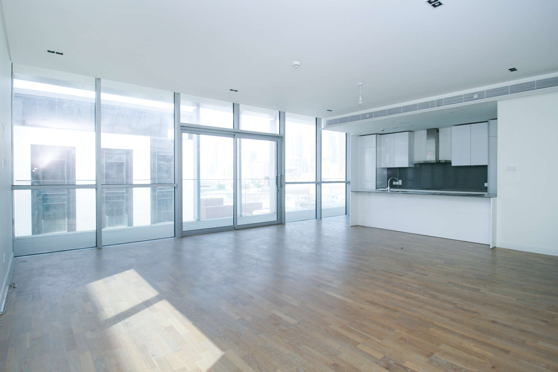 Balcony view from 3-bedroom apartment in City Walk, Dubai, overlooking skyline and buildings
