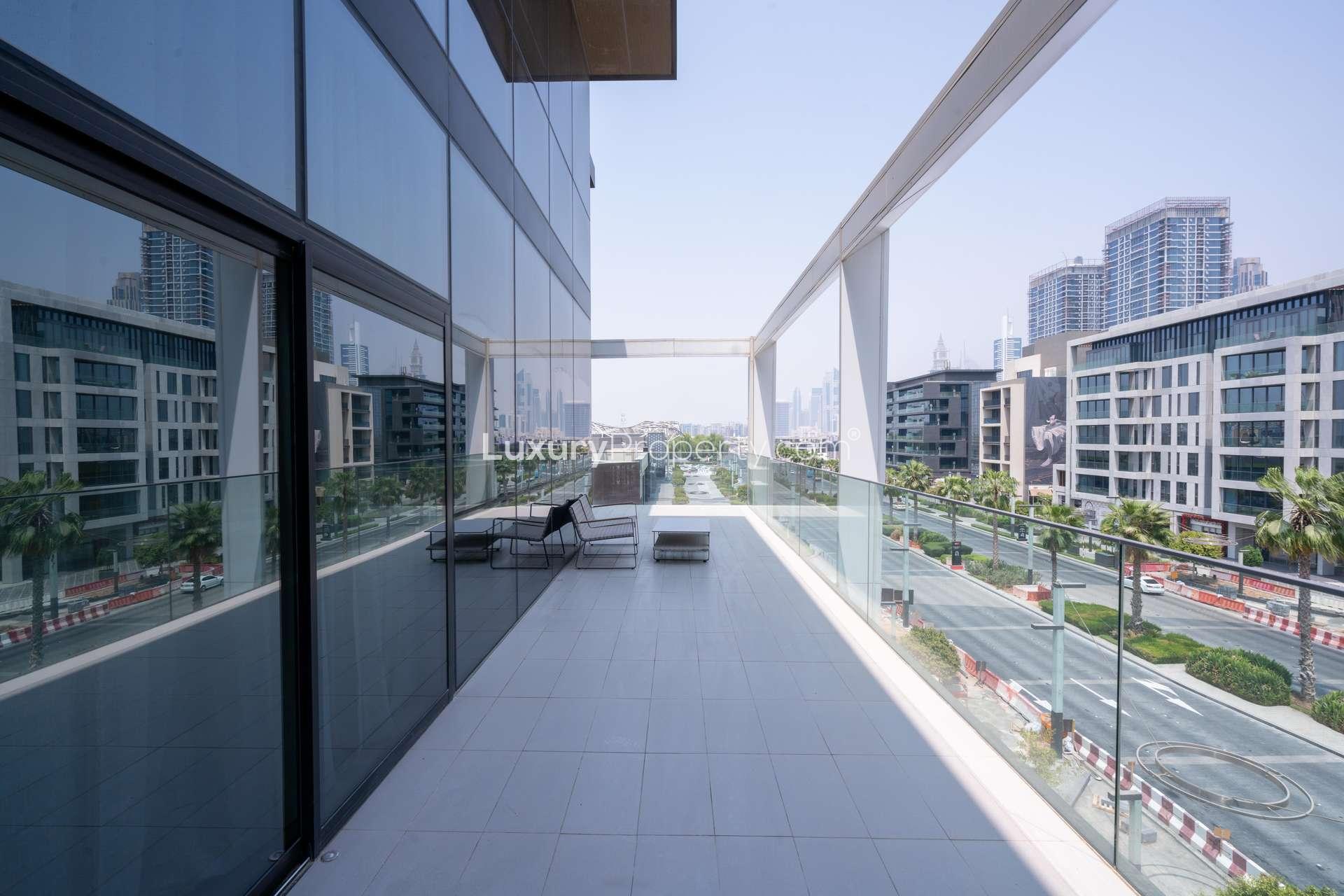 Spacious balcony view in City Walk, Building 8, Dubai apartment for rent