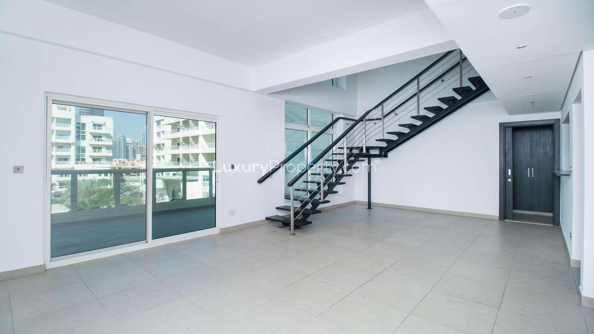 Playground and modern apartment buildings in Jumeirah Heights Cluster B community