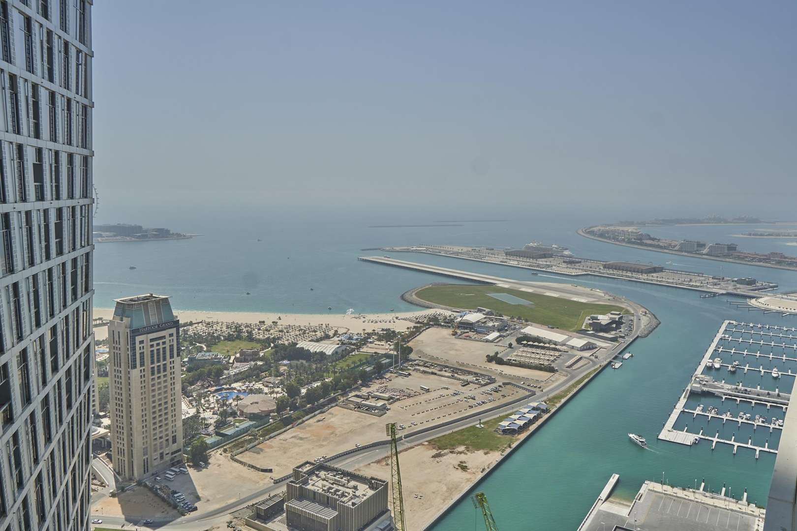 Panoramic skyline and waterfront view from Fendi-inspired apartment in Damac Heights, Dubai Marina