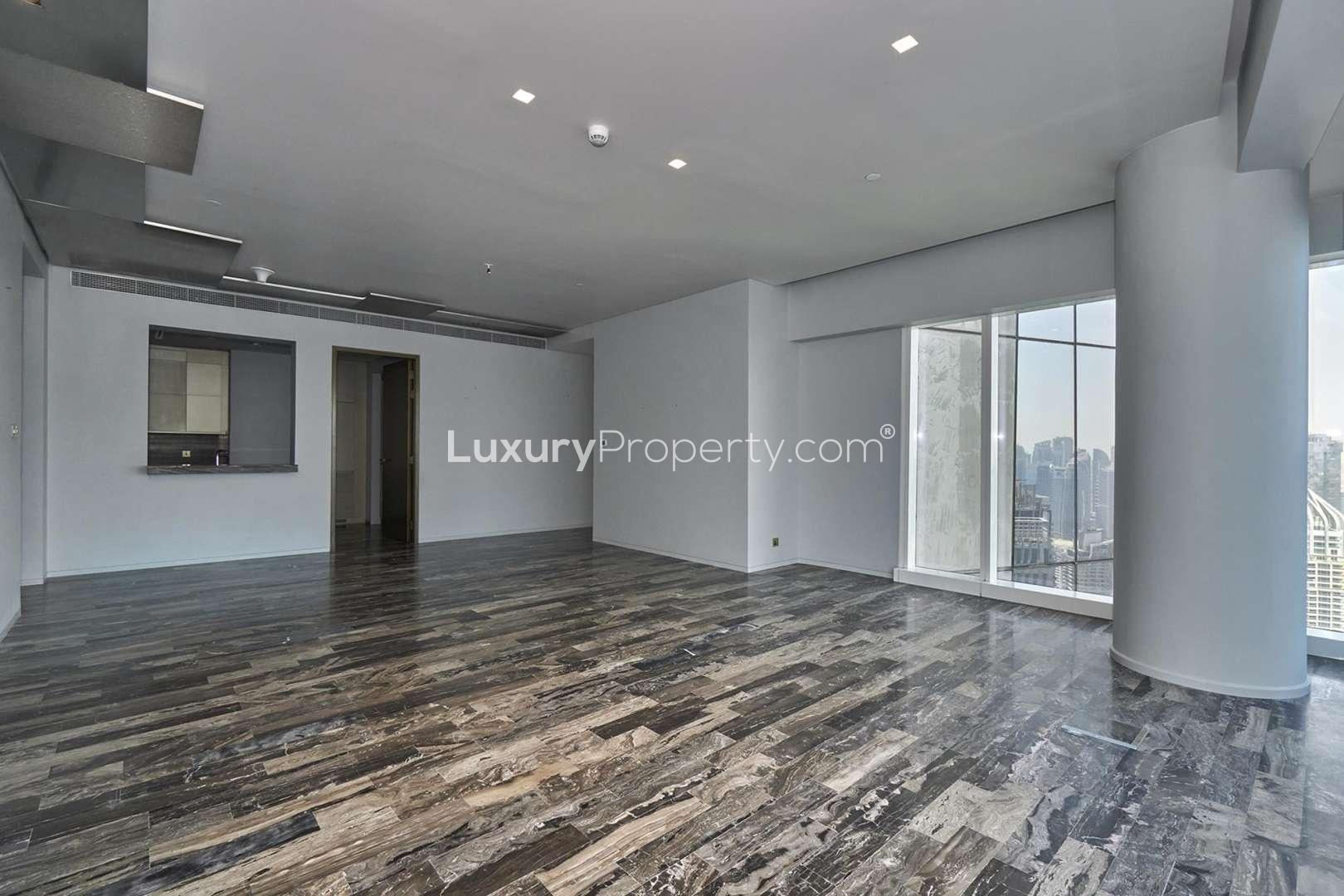 Spacious Fendi-inspired apartment interior with skyline views in Damac Heights, Dubai Marina