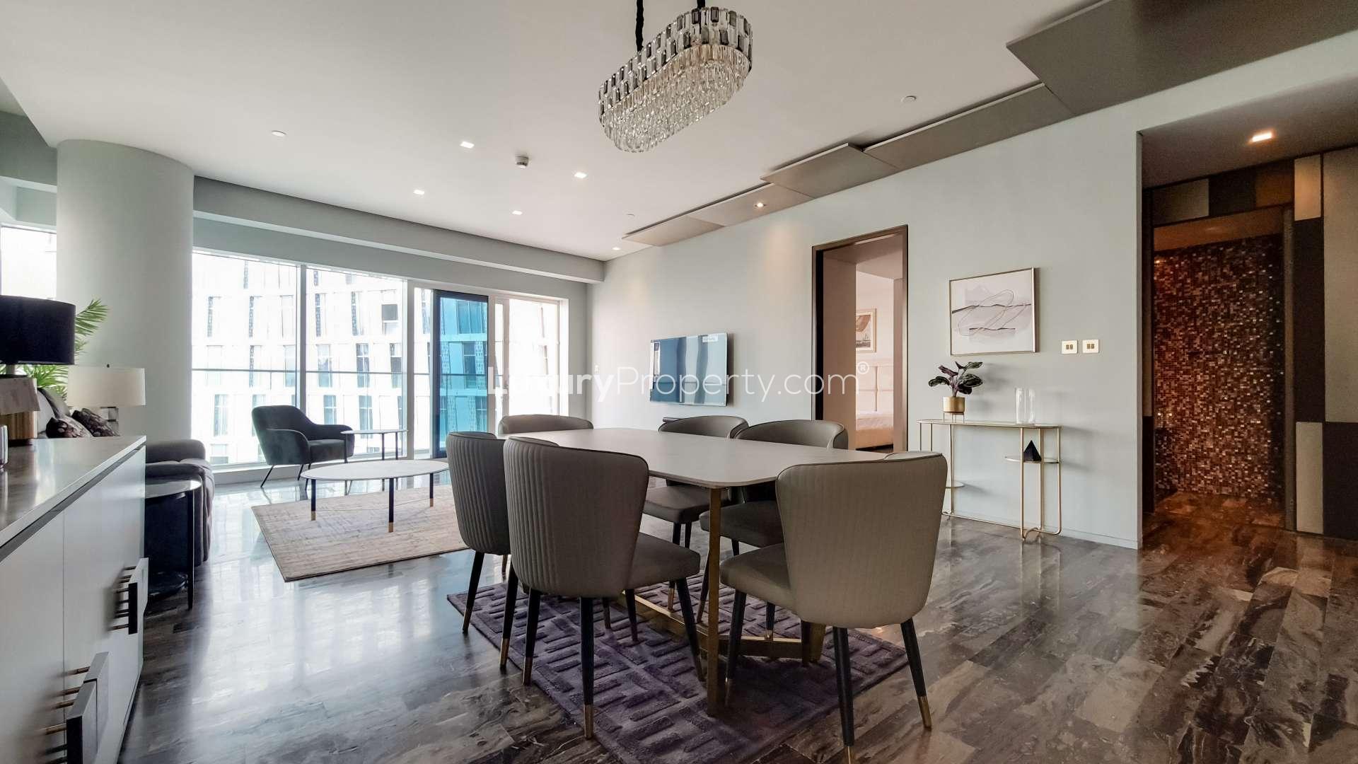 High-floor apartment balcony with stunning Dubai Marina views in Damac Heights