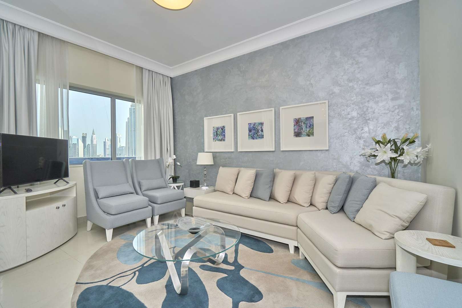 Luxury kitchen in 3-bedroom apartment, Damac Maison, Downtown Dubai, sleek design, modern amenities