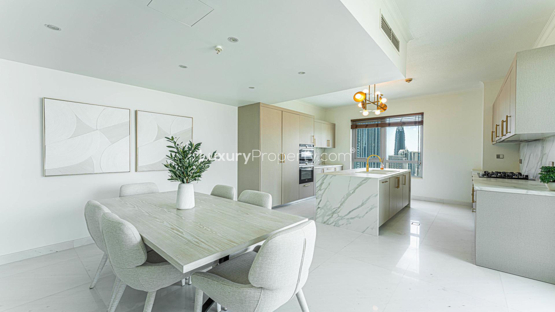 Modern kitchen and dining area in 3-bedroom apartment, The Residences, Downtown Dubai