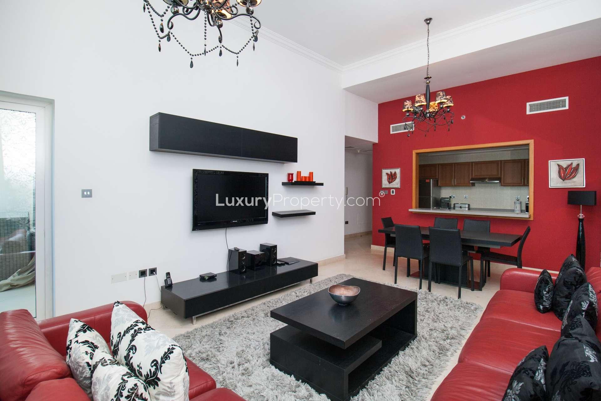 Elegant bedroom in 3-bedroom apartment, Dorra Bay, Dubai Marina, featuring modern decor