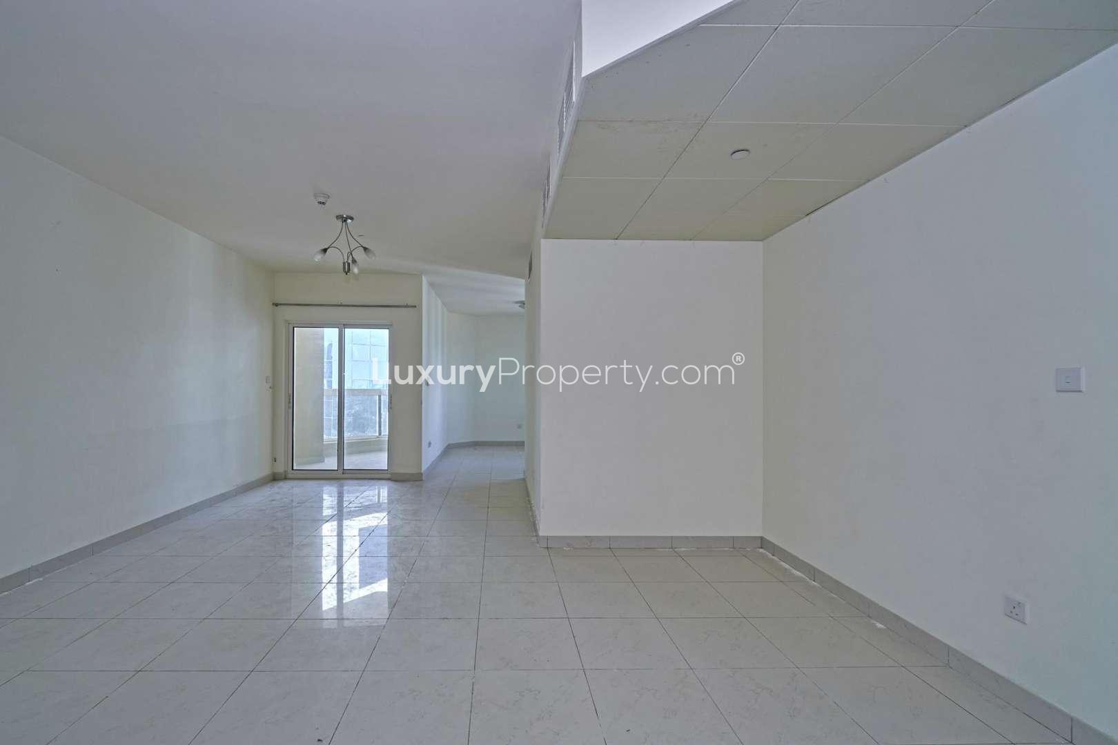 Skyline view from Dubai Gate One apartment in Jumeirah Lake Towers, showcasing cityscape