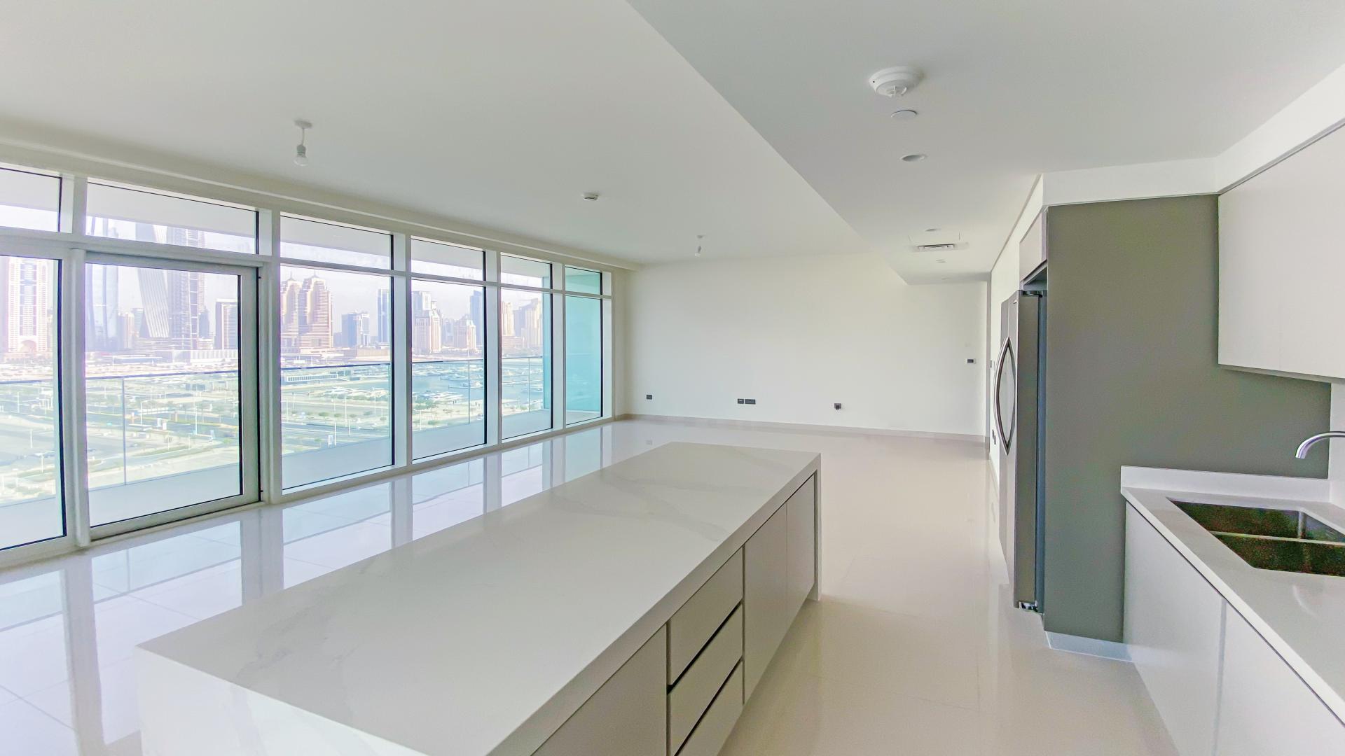 Brand new luxury beachfront apartment interior with sea view in Emaar Beachfront, Dubai Harbour