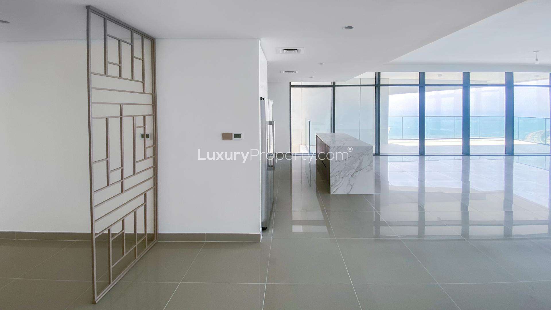 Brand new waterfront apartment interior with stunning sea views at Emaar Beachfront, Dubai Harbour