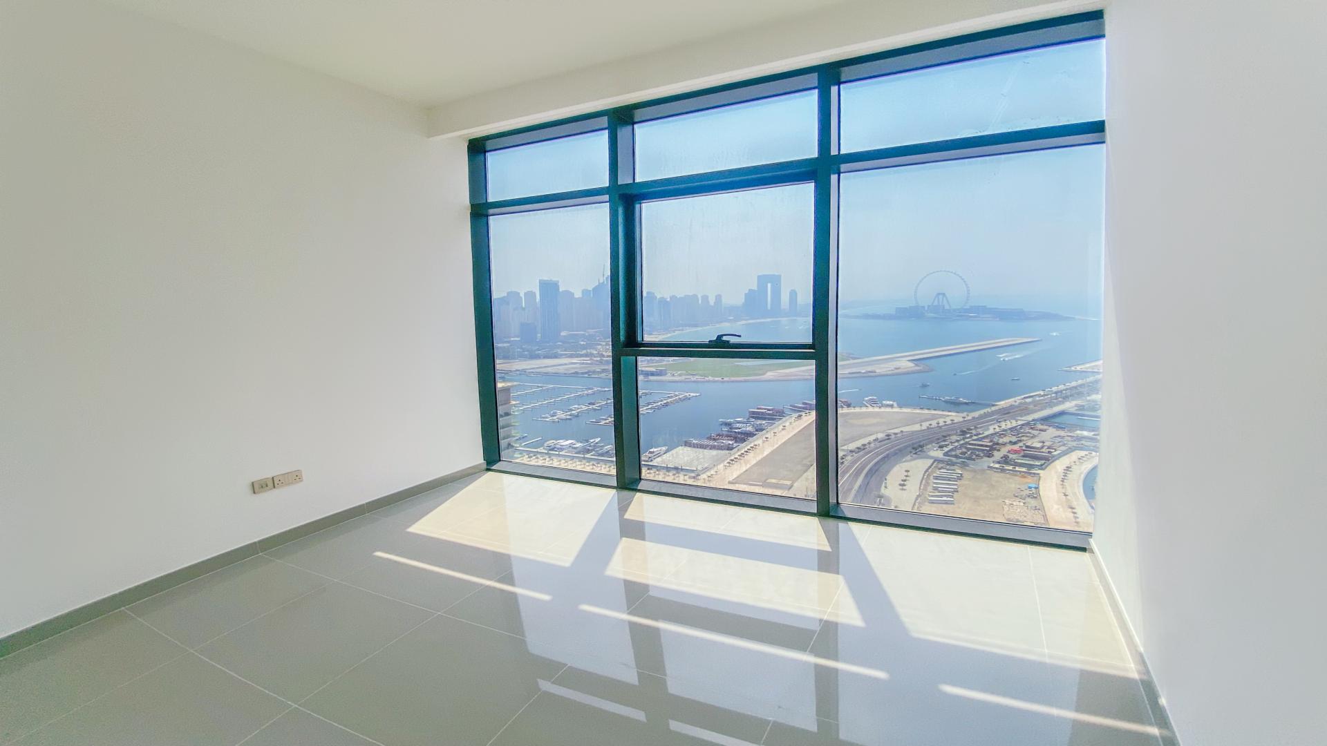 Brand new waterfront apartment interior with stunning Dubai Harbour views, Emaar Beachfront