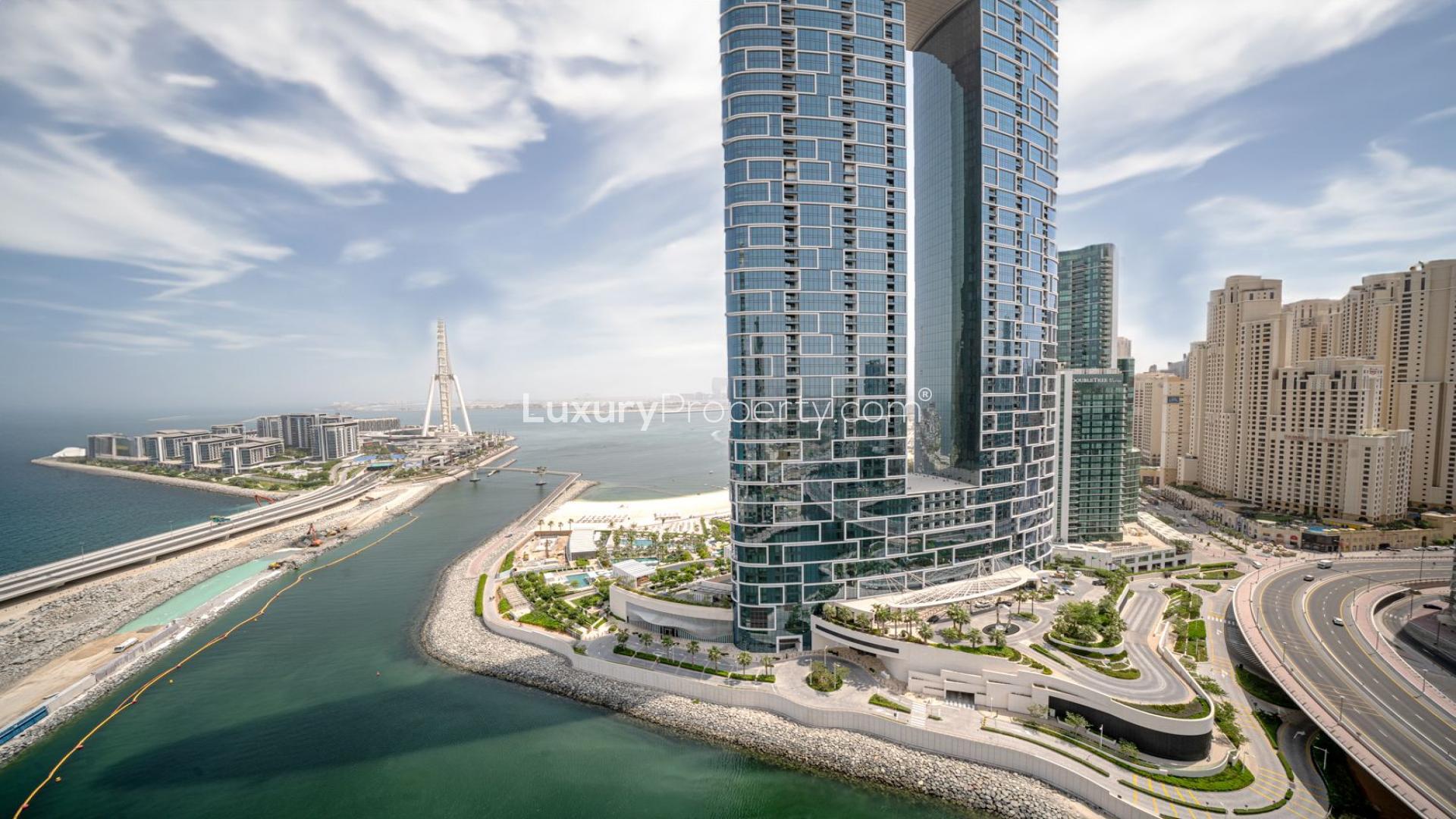 Hallway in 3-bedroom apartment, Dubai Marina, modern wood doors, LP36807