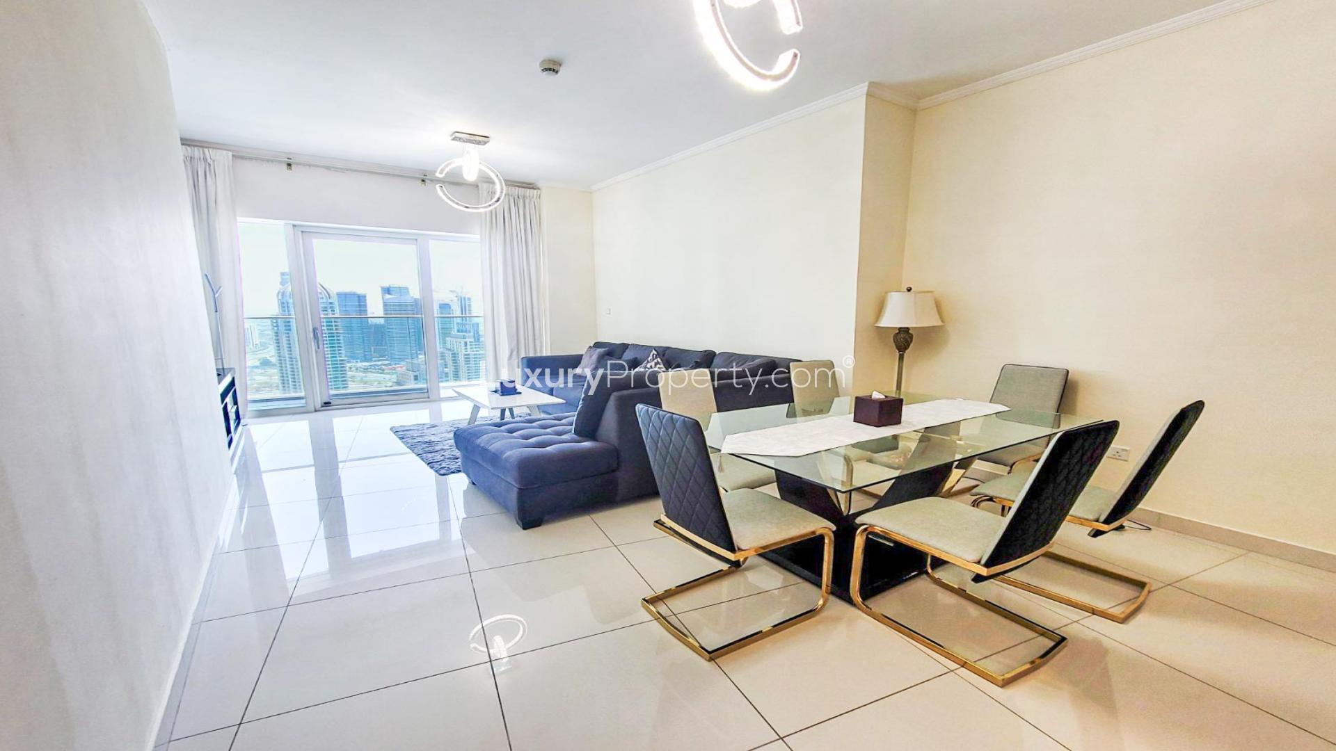 Marina view from Damac Heights apartment for rent in Dubai Marina, LP48104