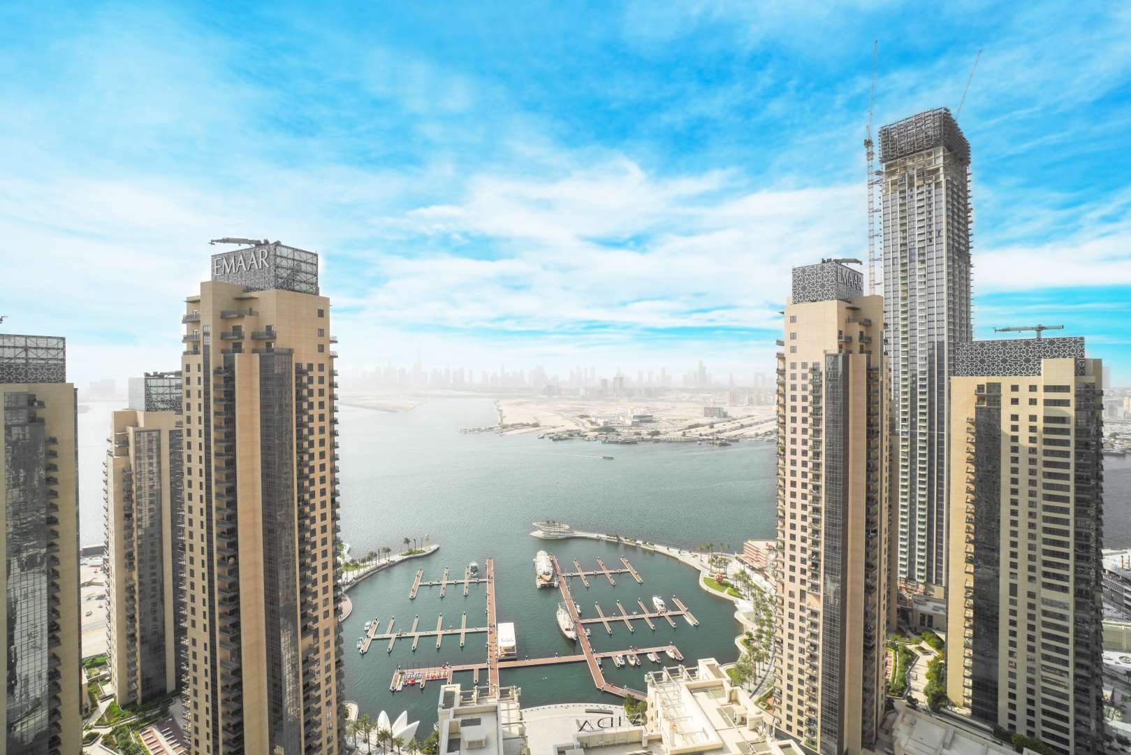 Spacious living area in three-bedroom apartment, Dubai Creek Harbour, Harbour Views 1