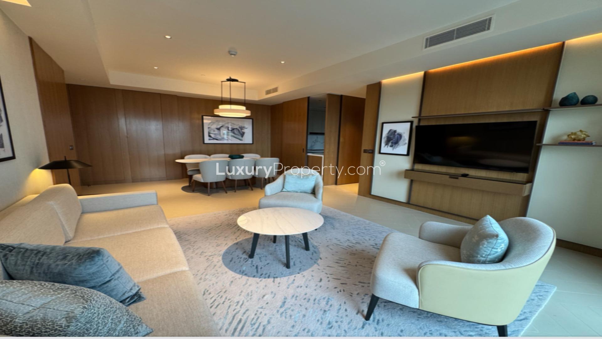 Contemporary living room in 3-bedroom apartment, The Address Dubai Opera, Downtown Dubai