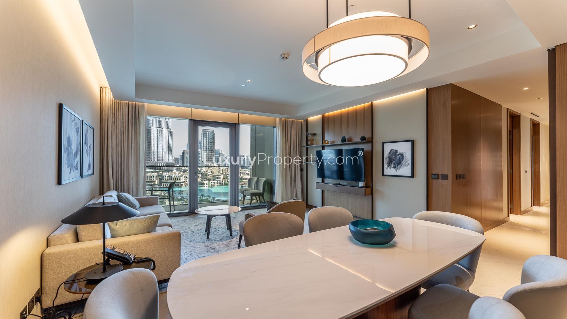 Stunning view from 3-bedroom apartment in The Address Residences, Downtown Dubai, for rent