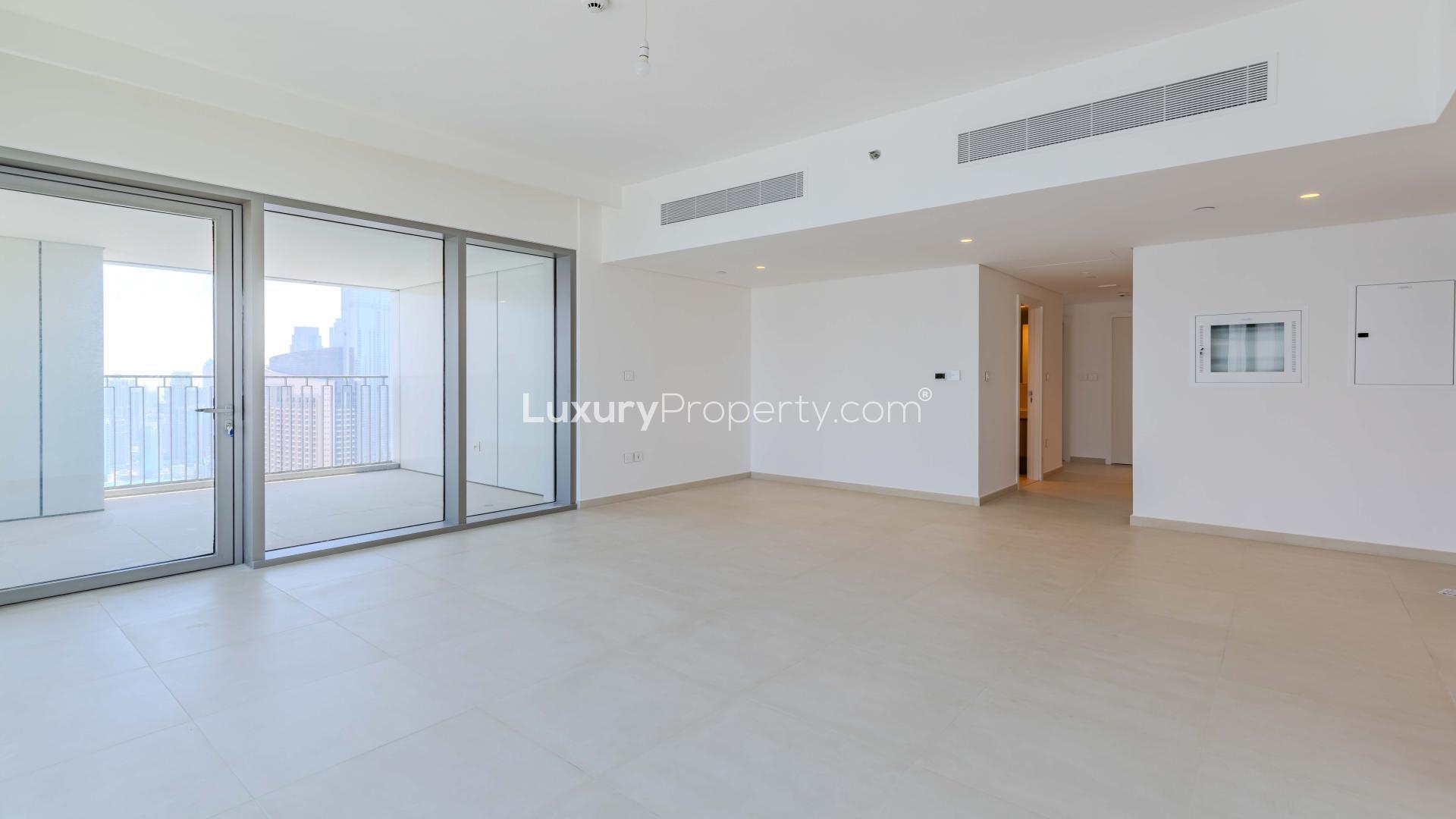 Bright living room in 3-bedroom apartment, Downtown Views II, Tower 1, Downtown Dubai rental