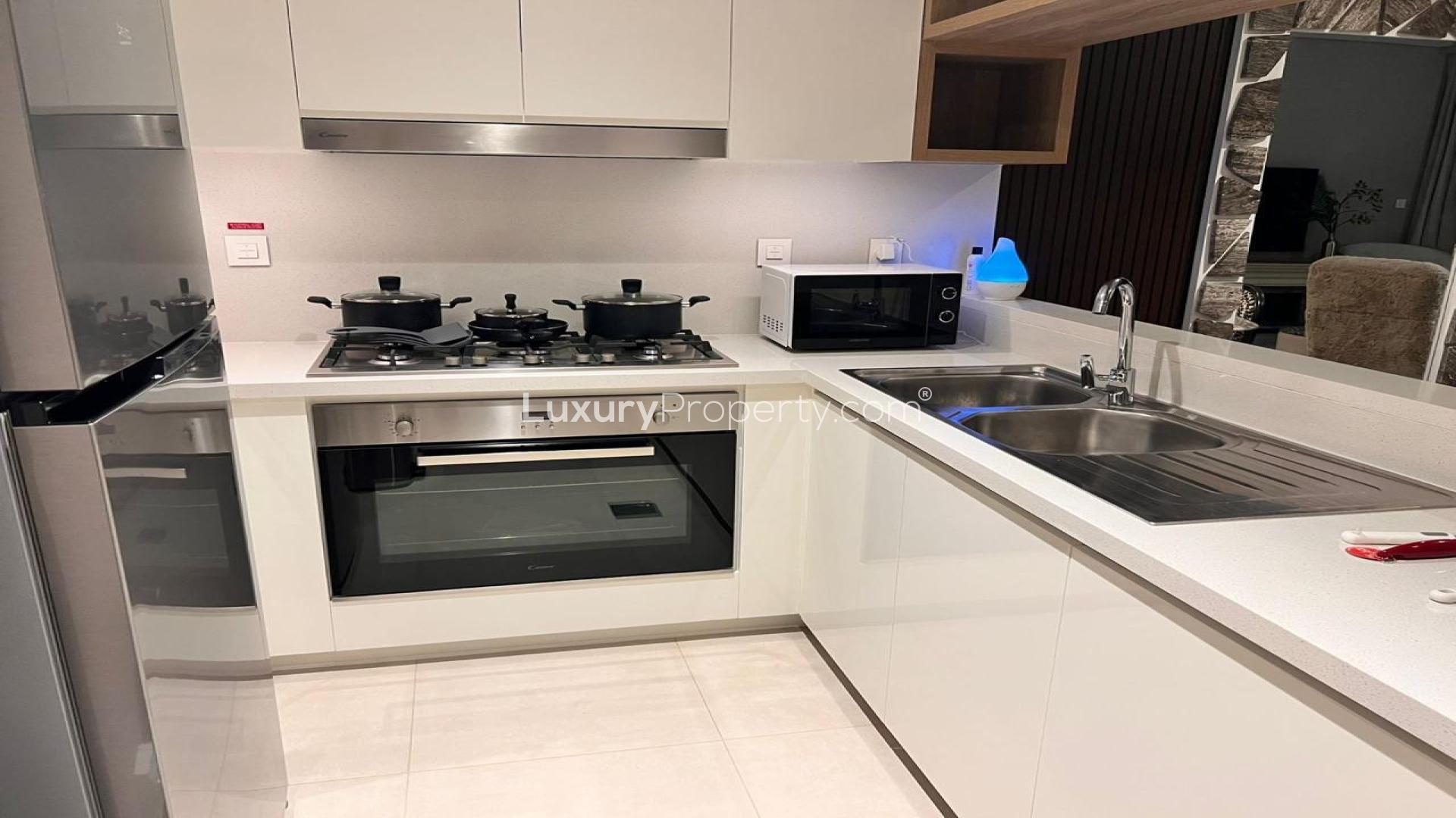 Modern kitchen in 3-bedroom apartment, Downtown Views II, Downtown Dubai, for rent, LP44054