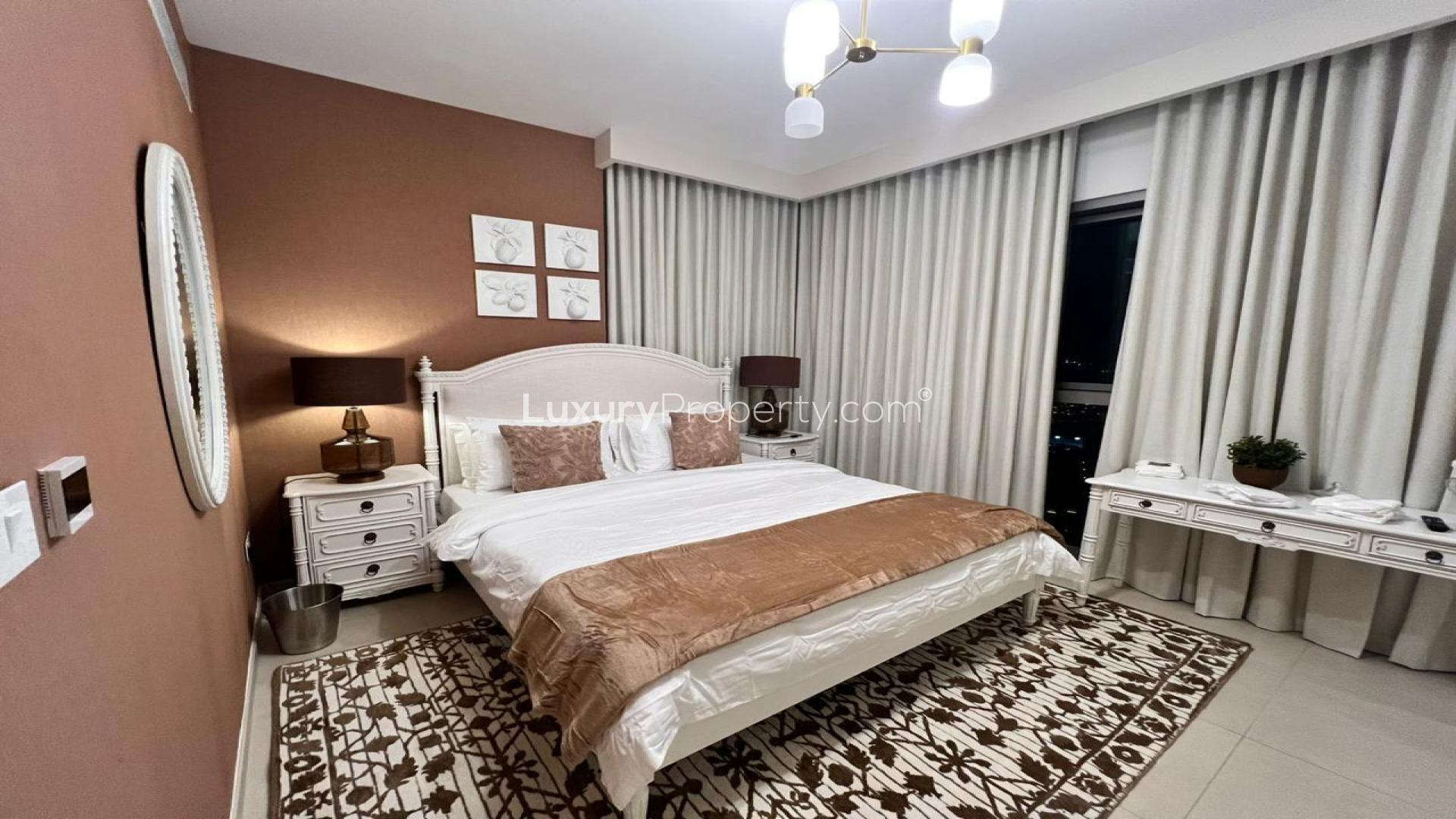 Modern kitchen in Downtown Dubai 3-bedroom apartment, featuring sleek appliances and spacious counters