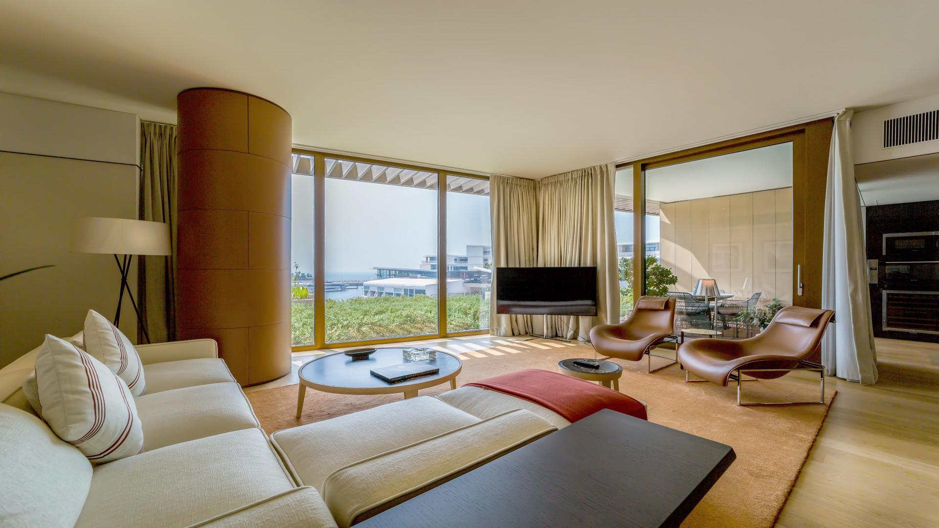 Exclusive Jumeirah Bay Island apartment with sea and marina view, lush green surroundings