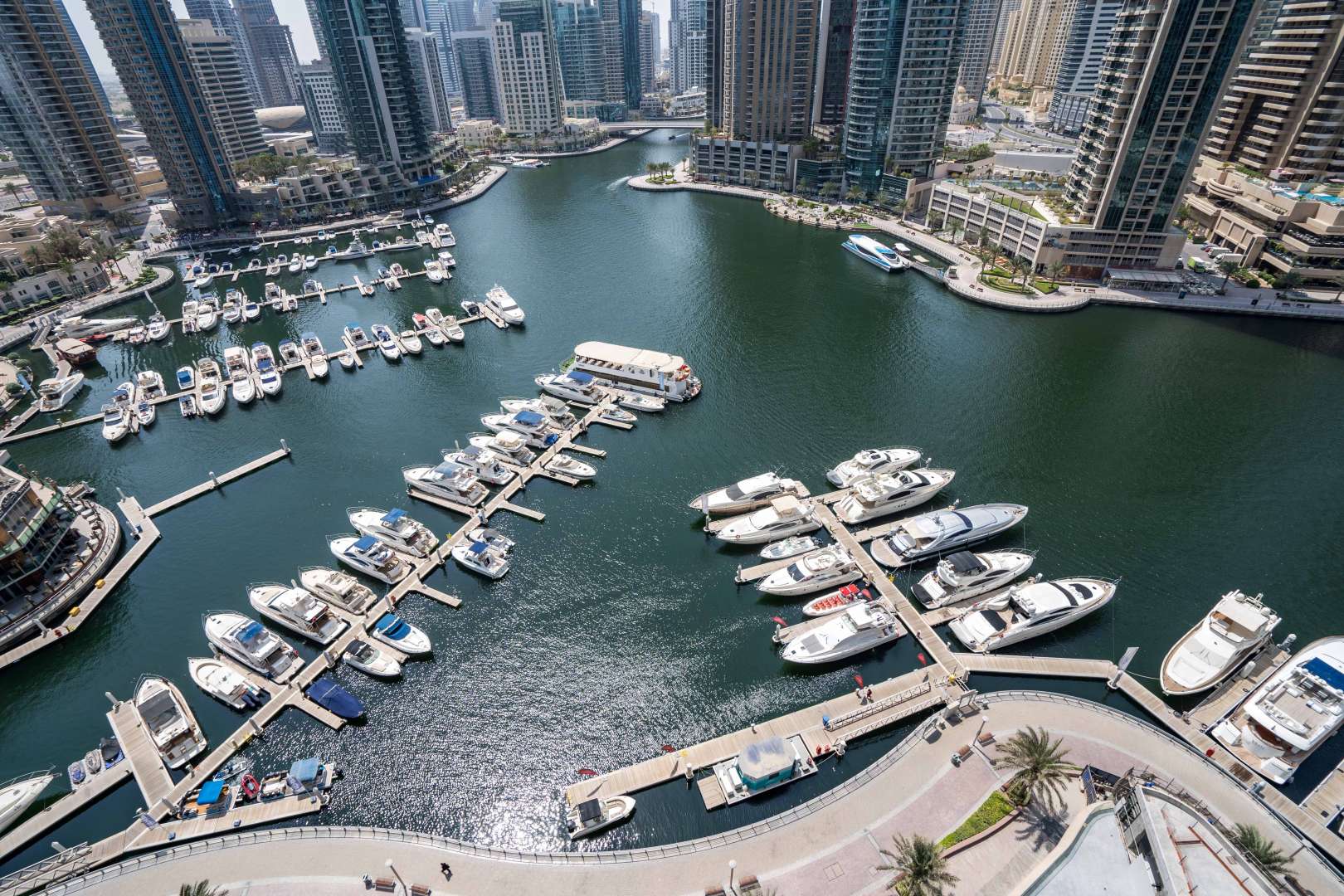 Spacious balcony with stunning Dubai Marina views from Marina Gate 2 apartment for rent