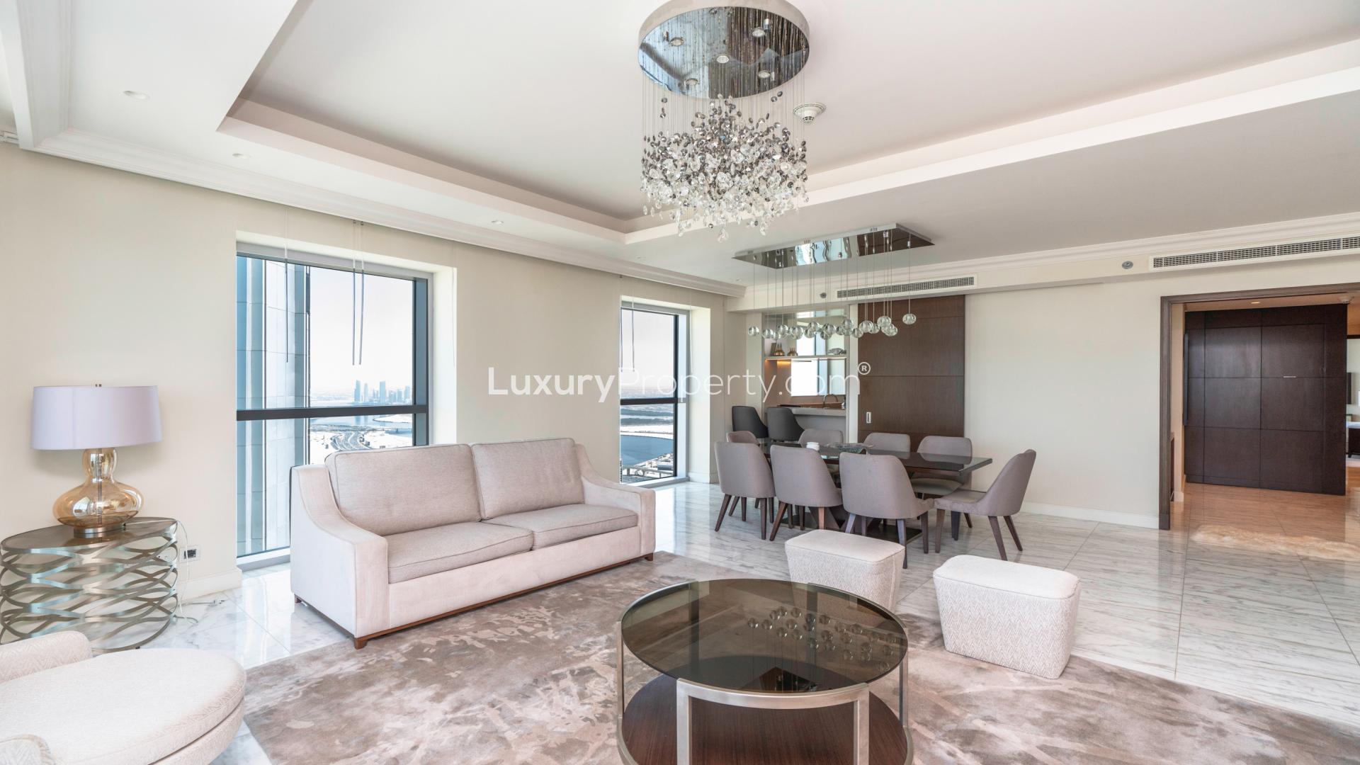 Balcony view of Burj Khalifa from 3-bedroom apartment at The Address Residence Fountain Views