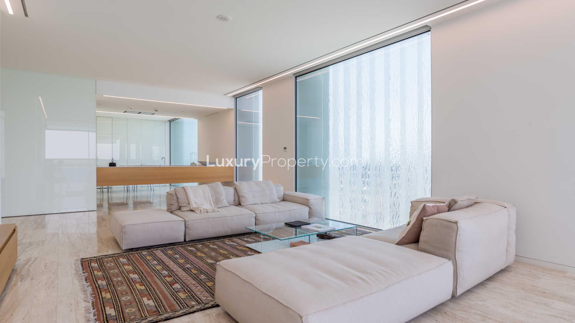 Modern living room in Muraba Residences apartment with sea views, Palm Jumeirah