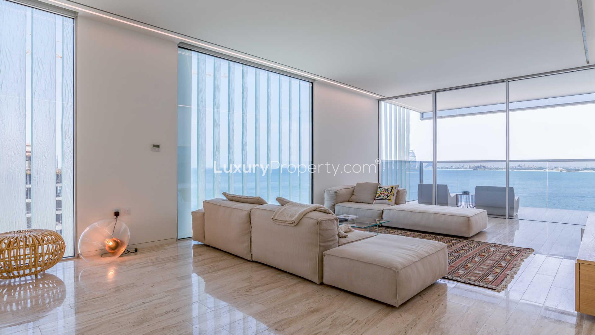 Balcony view from 3-bedroom apartment in Muraba Residences, Palm Jumeirah, overlooking the sea