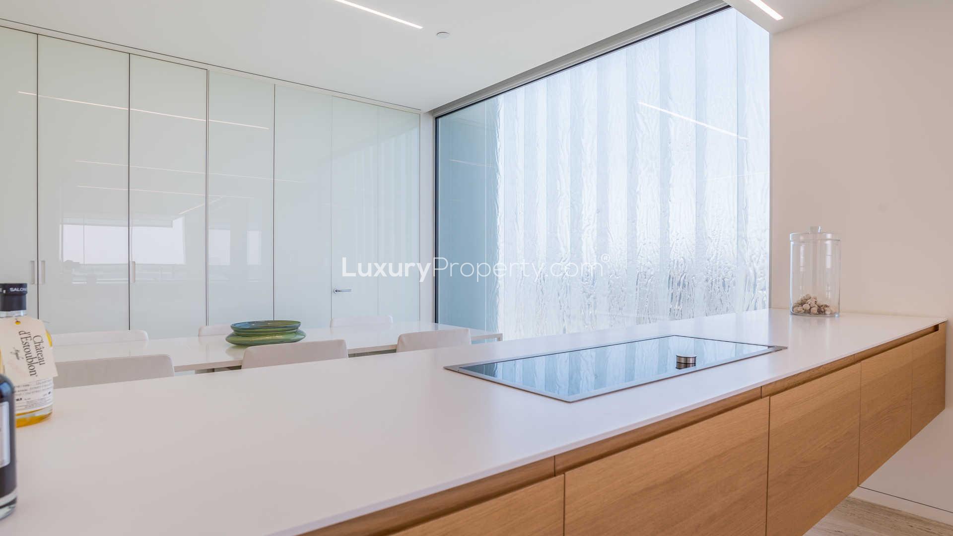 Modern living room in Muraba Residences apartment, Palm Jumeirah, featuring elegant design and sea views