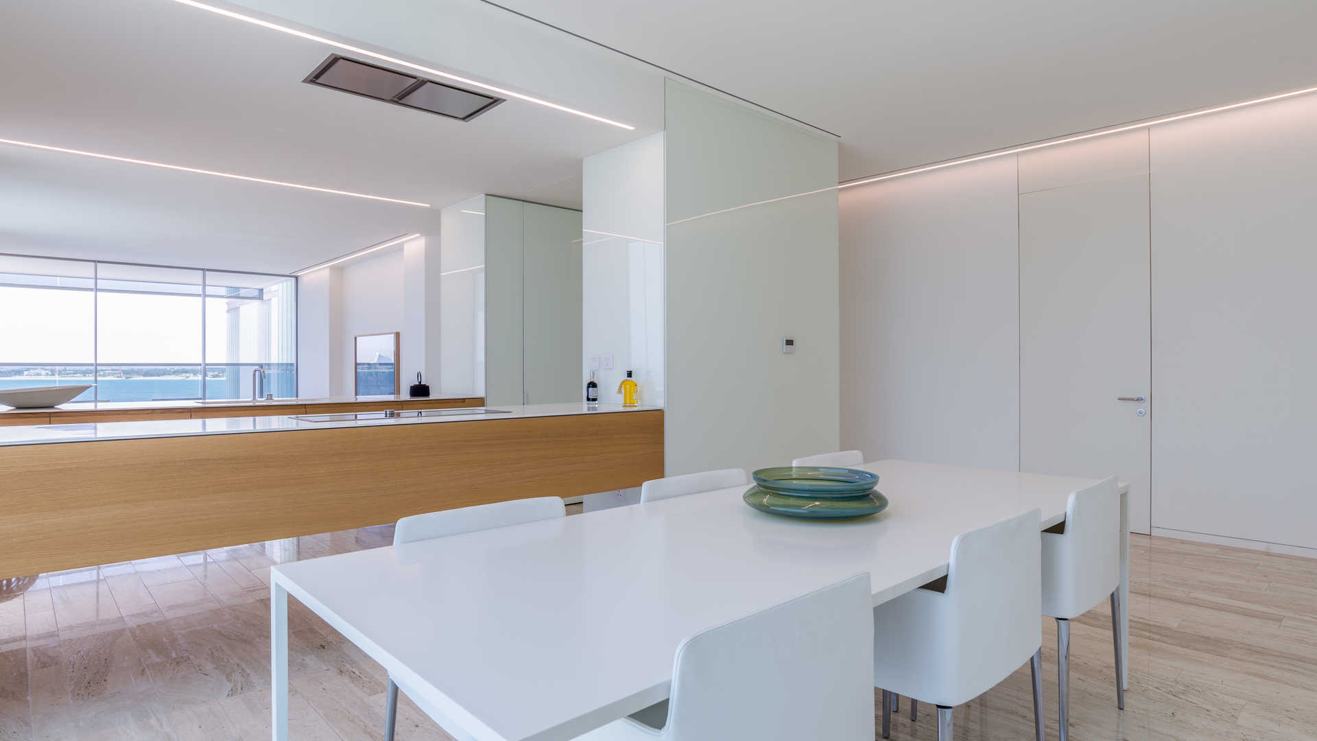 Modern dining area in spacious apartment, Muraba Residences, Palm Jumeirah, with ocean views