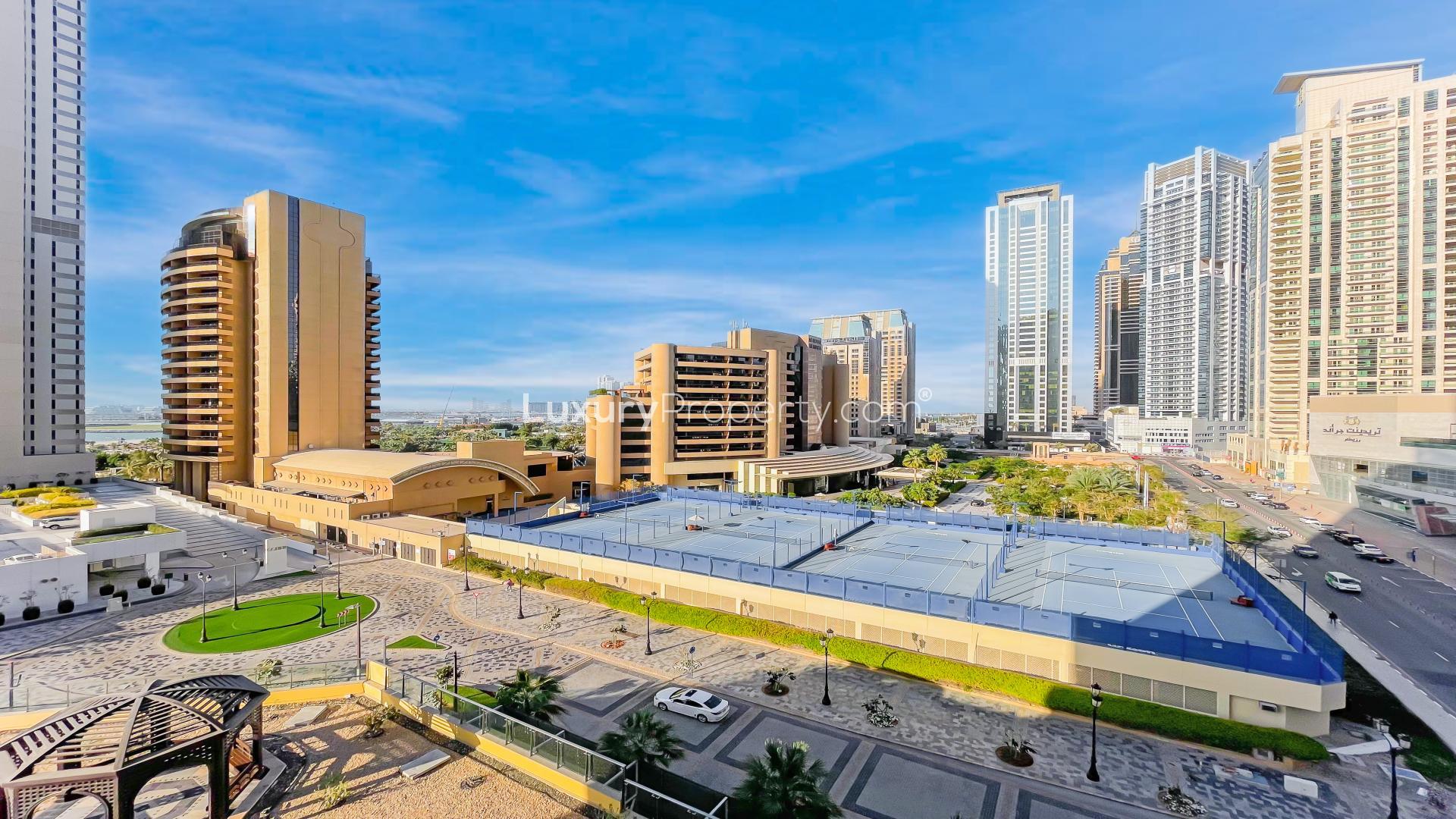 Luxurious bedroom in Murjan apartment, Jumeirah Beach Residence, with modern decor and ample space