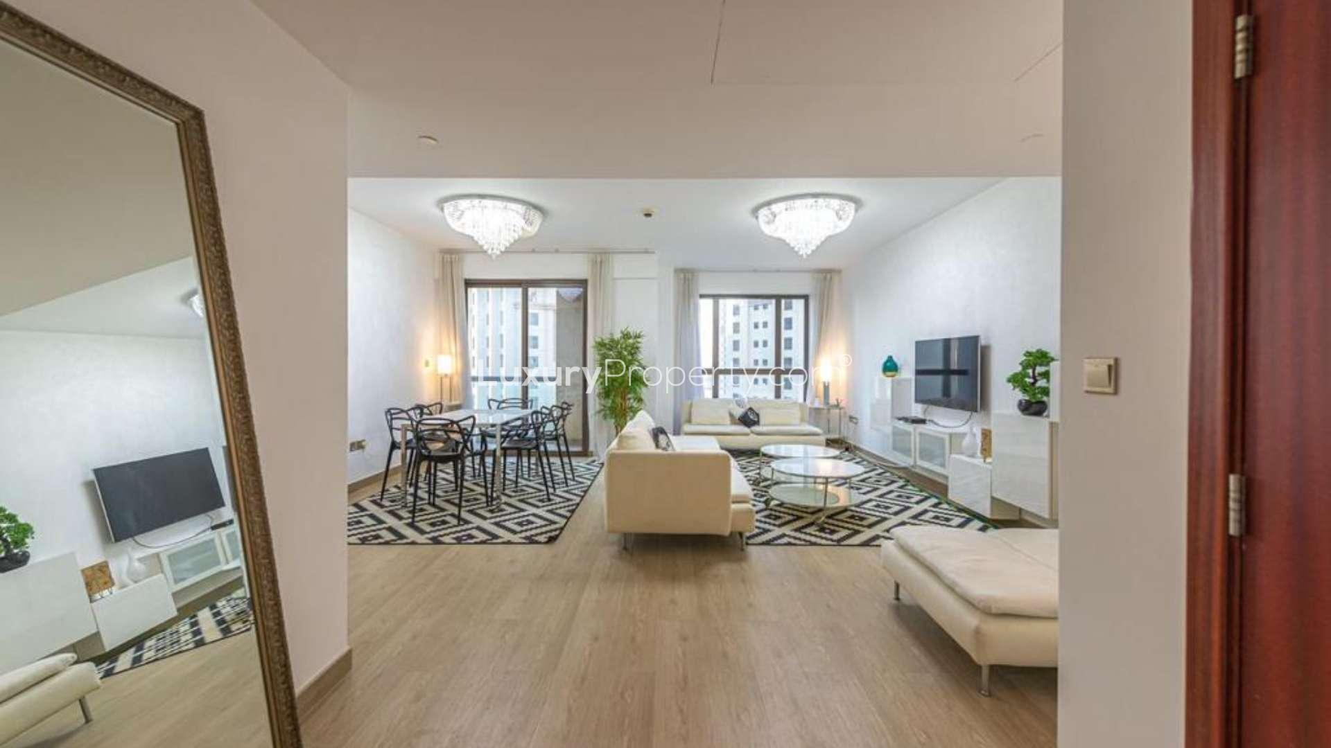 Luxury living room in Murjan 6, Jumeirah Beach Residence apartment for rent, modern decor