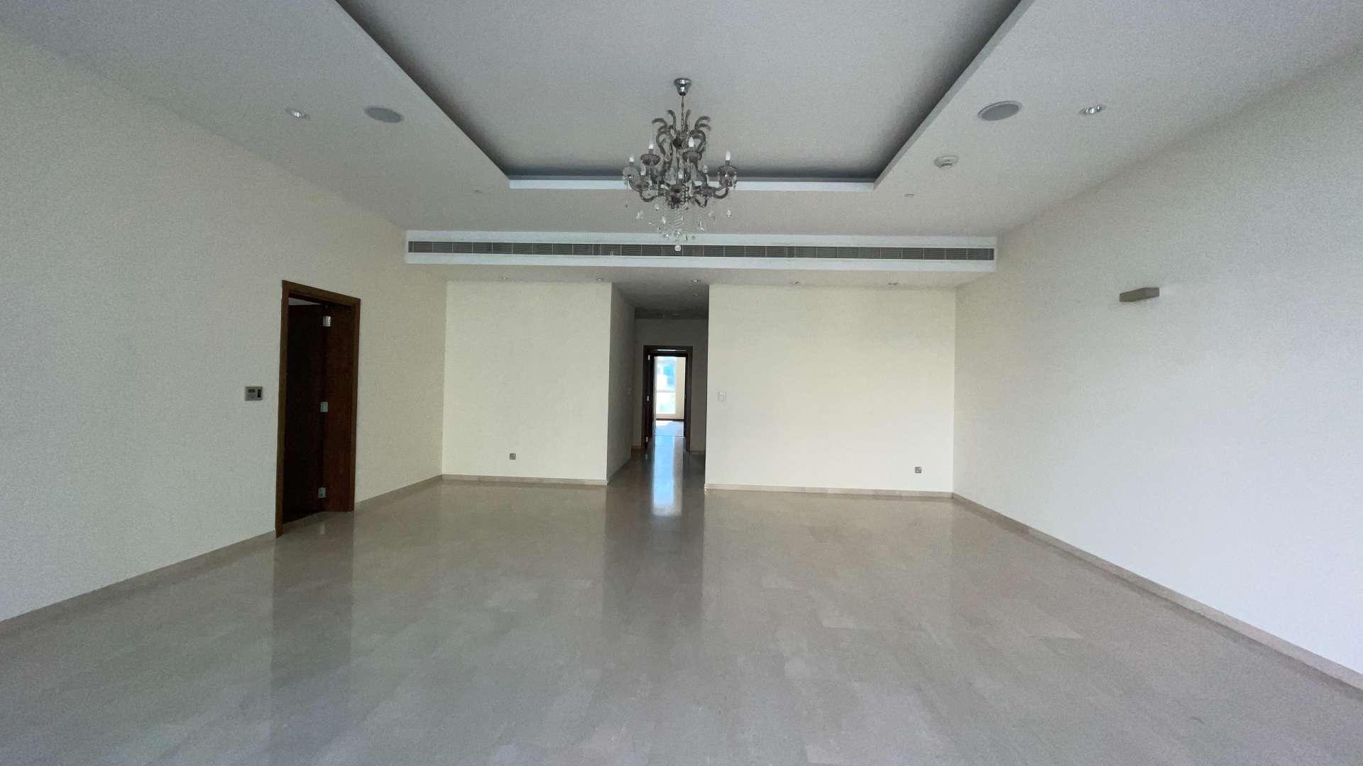 Spacious living room with large windows in Oceana Residences apartment, Palm Jumeirah