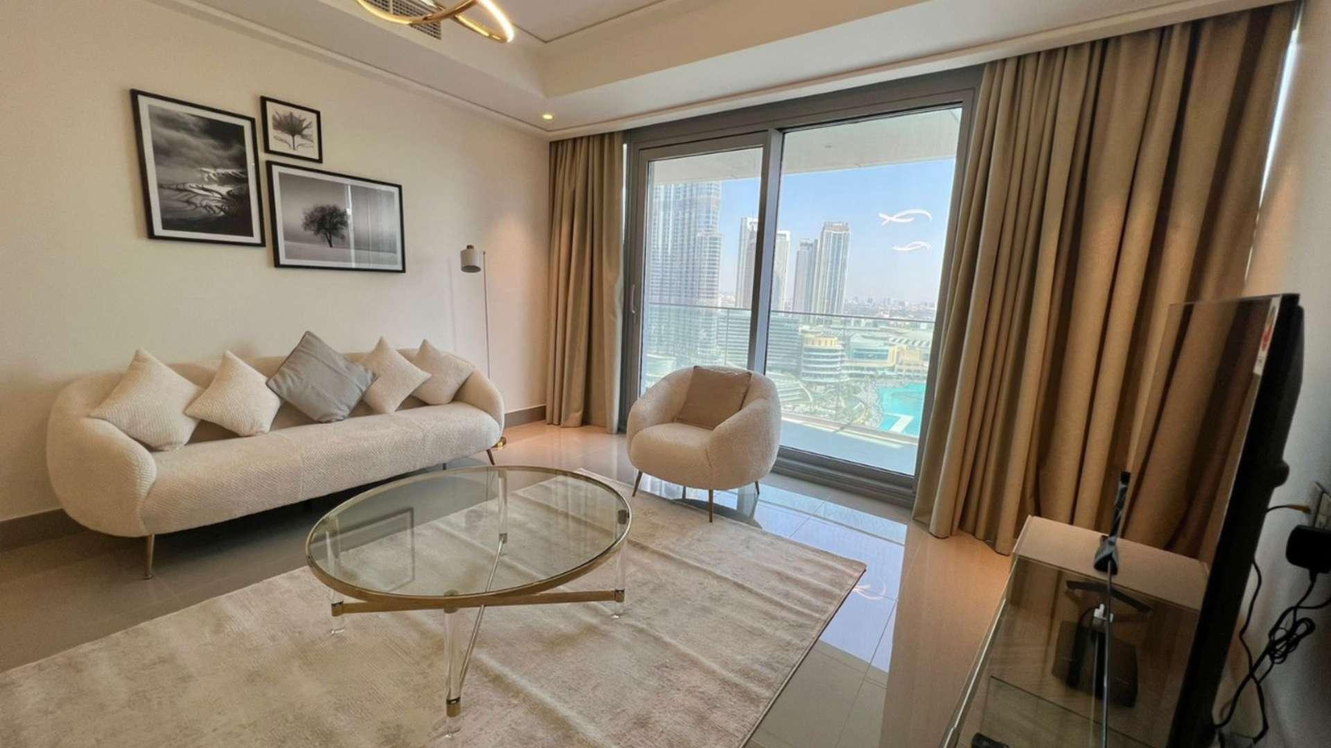 3-bedroom apartment living room with Burj Khalifa views, Opera Grand, Downtown Dubai