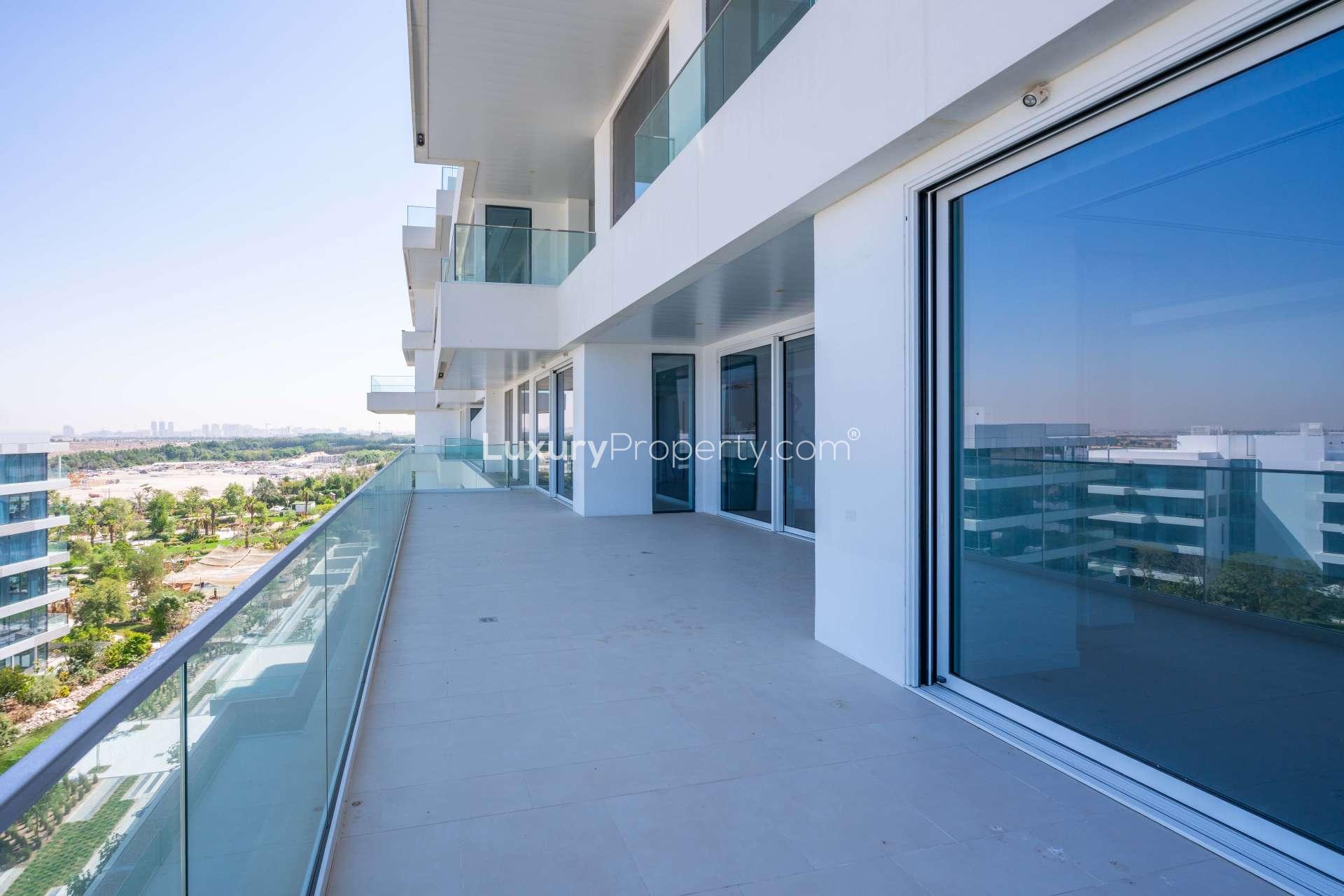 Spacious balcony view from 3-bed duplex in Seventh Heaven, Al Barari for rent