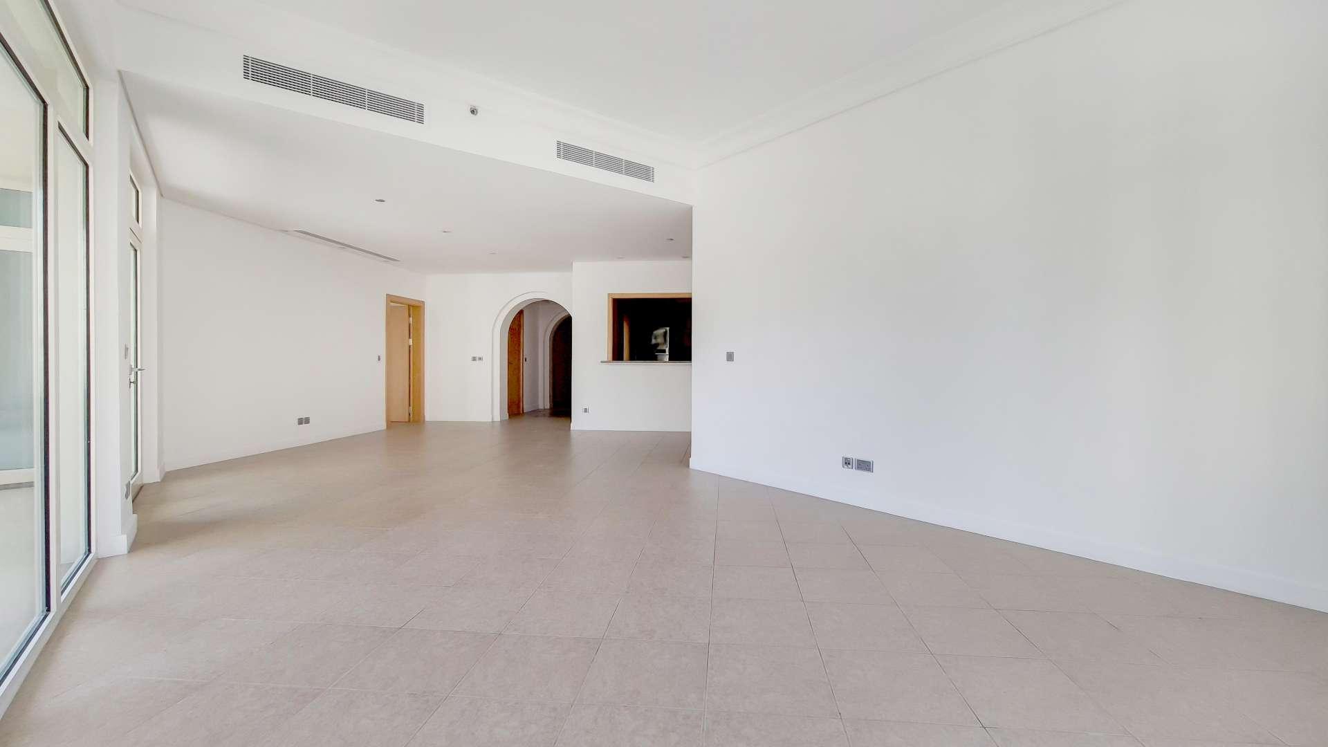 Balcony view from modern 3-bedroom apartment in Shoreline Apartments, Palm Jumeirah