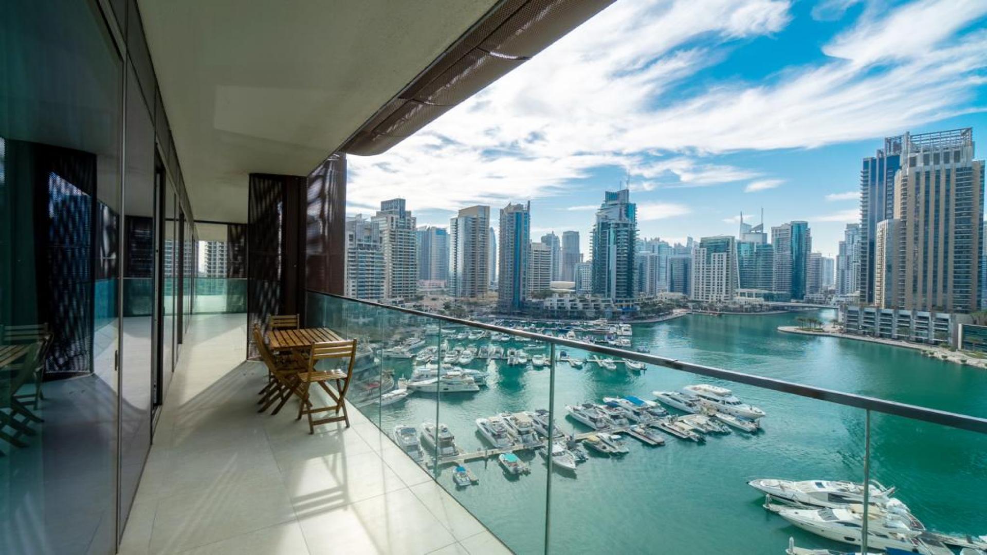 Modern furnished apartment interior with marina view at Marina Gate, Dubai Marina