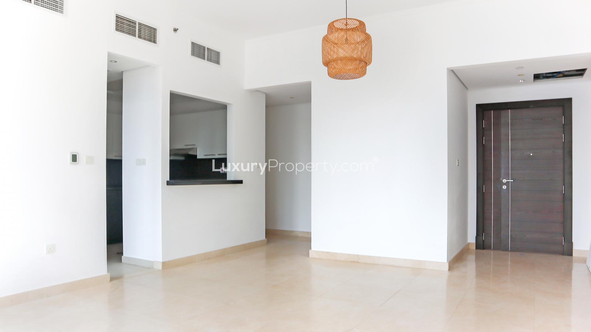 Empty living area with modern finishes in Silverene Towers, Dubai Marina apartment