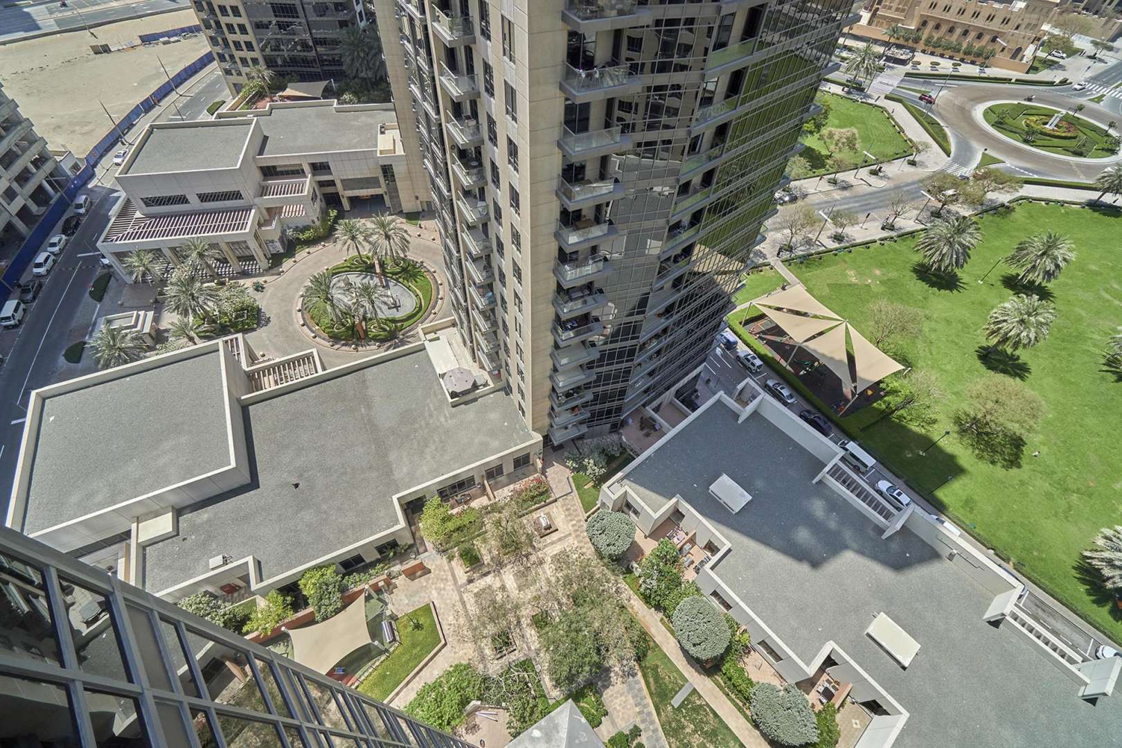 View of Downtown Dubai skyline from South Ridge apartment balcony