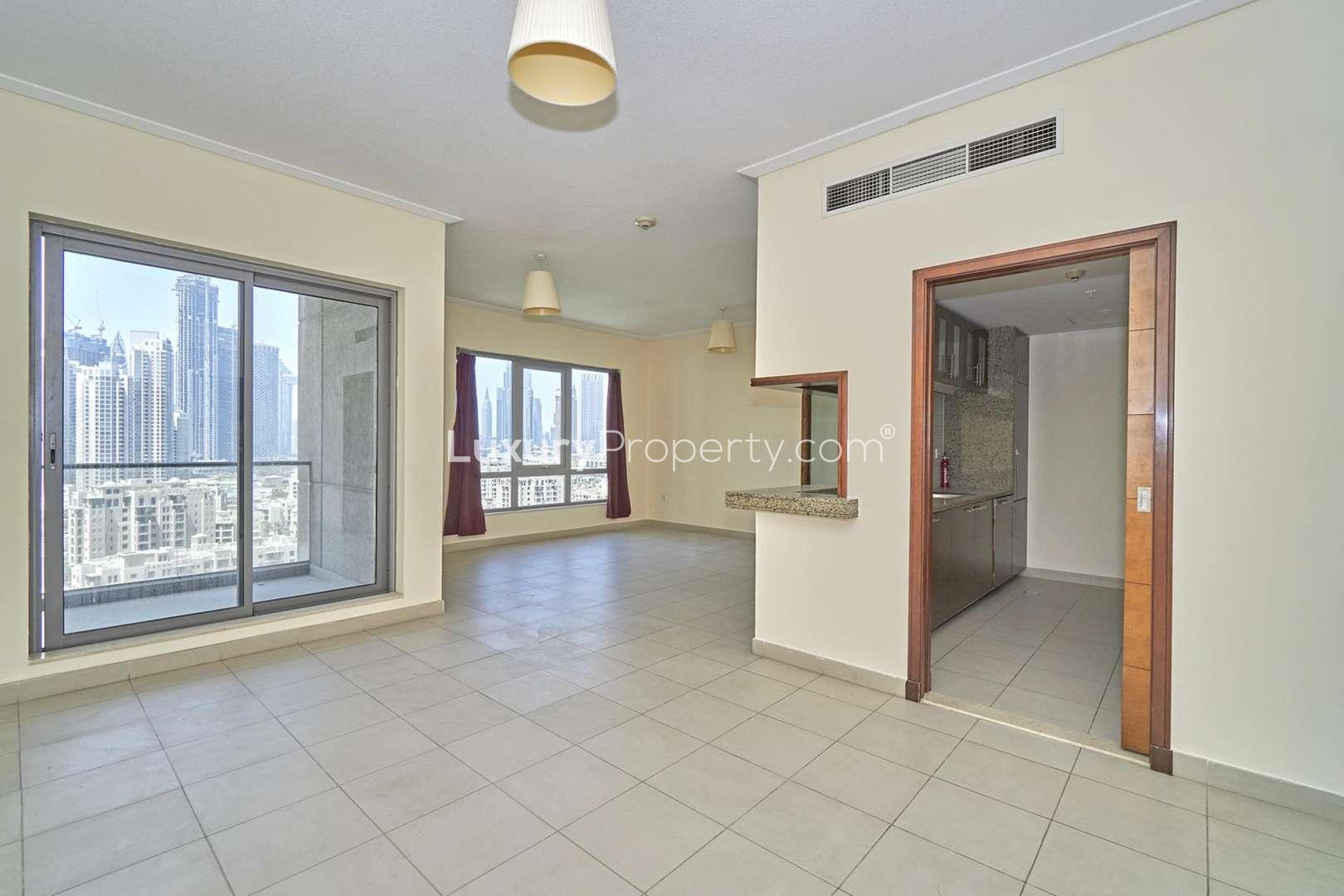 Aerial view of South Ridge apartment complex and greenery in Downtown Dubai