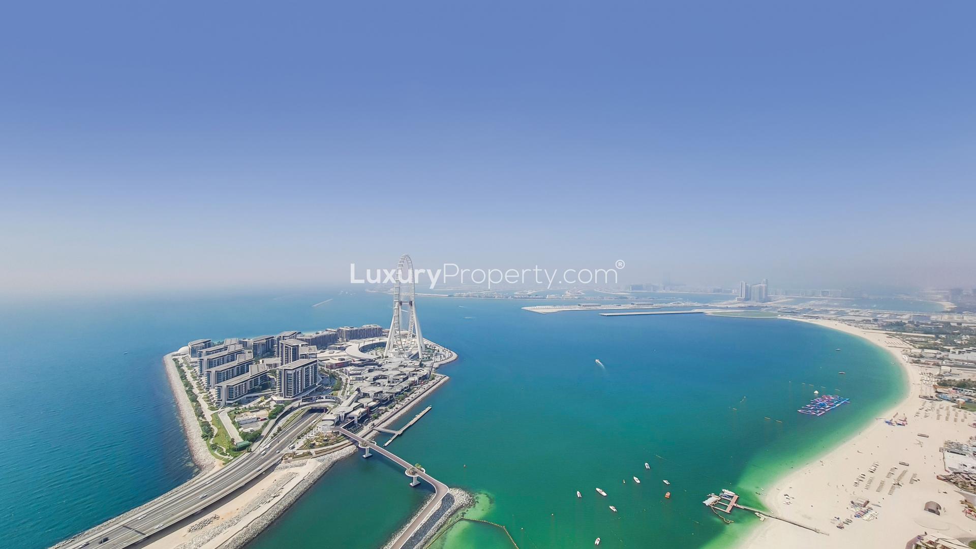 Sea view of The Address Beach JBR apartment building in Jumeirah Beach Residence, Dubai