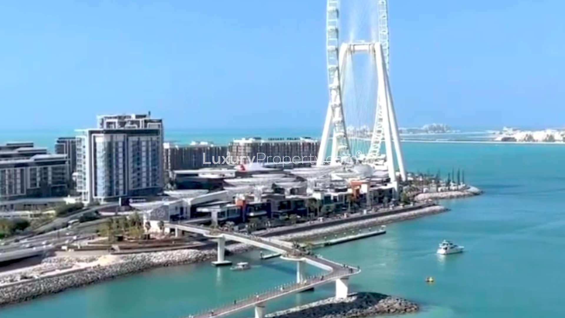 Aerial view of Address Beach Resort Dubai with stunning waterfront and iconic skyline